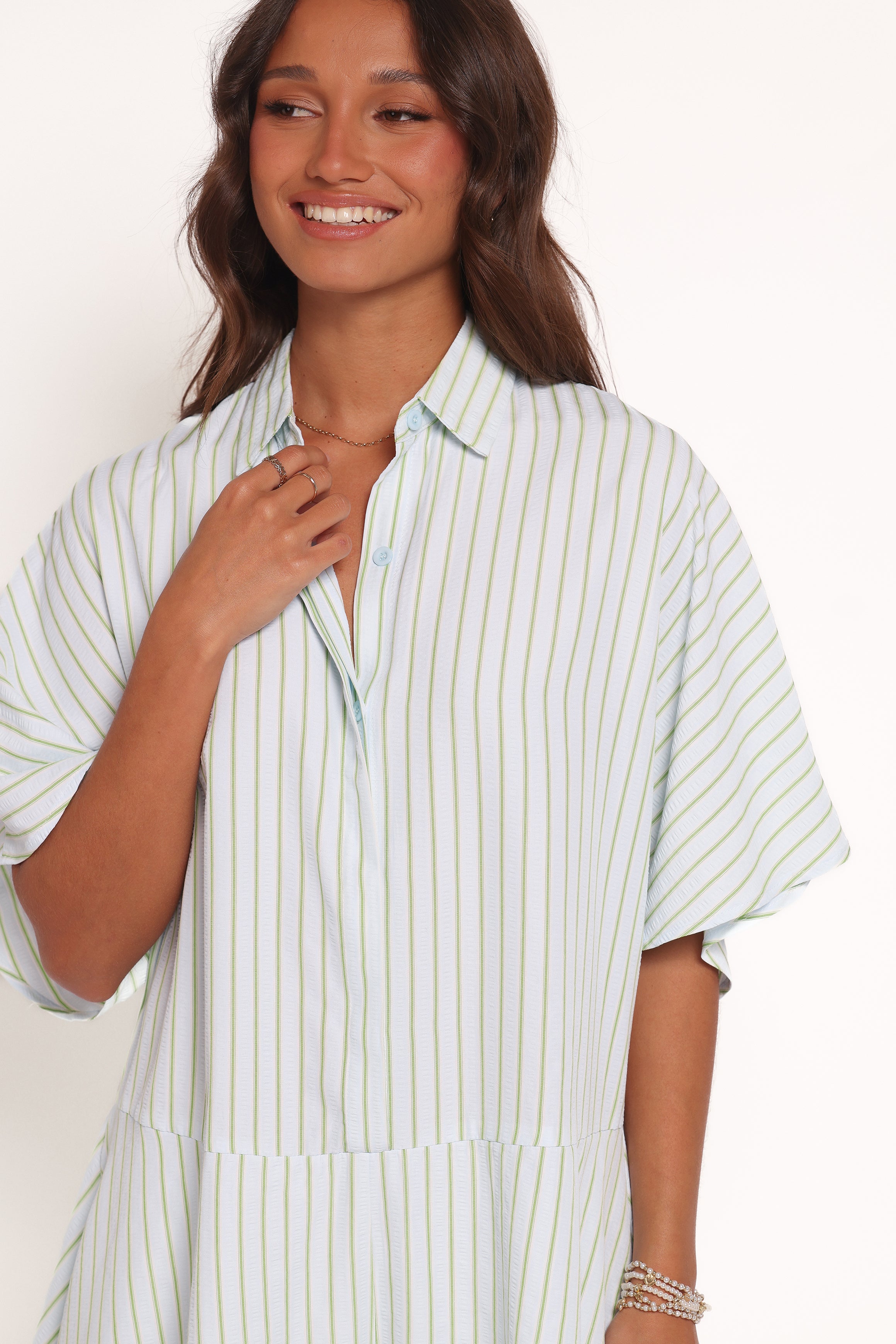 PLAYSUITS Sebastian Playsuit - Green Blue Stripe