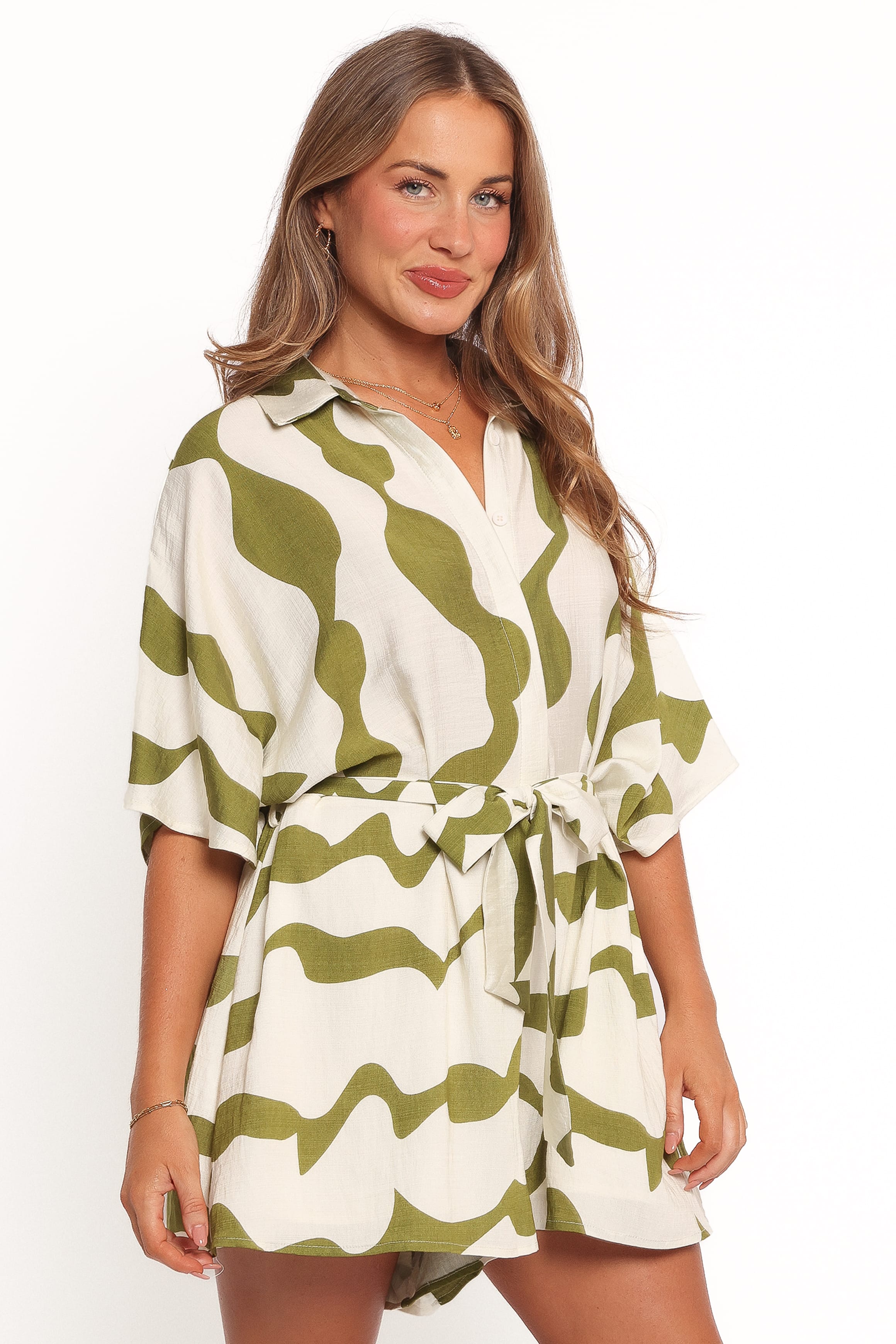 PLAYSUITS Sheily Tie Waist Playsuit - Green