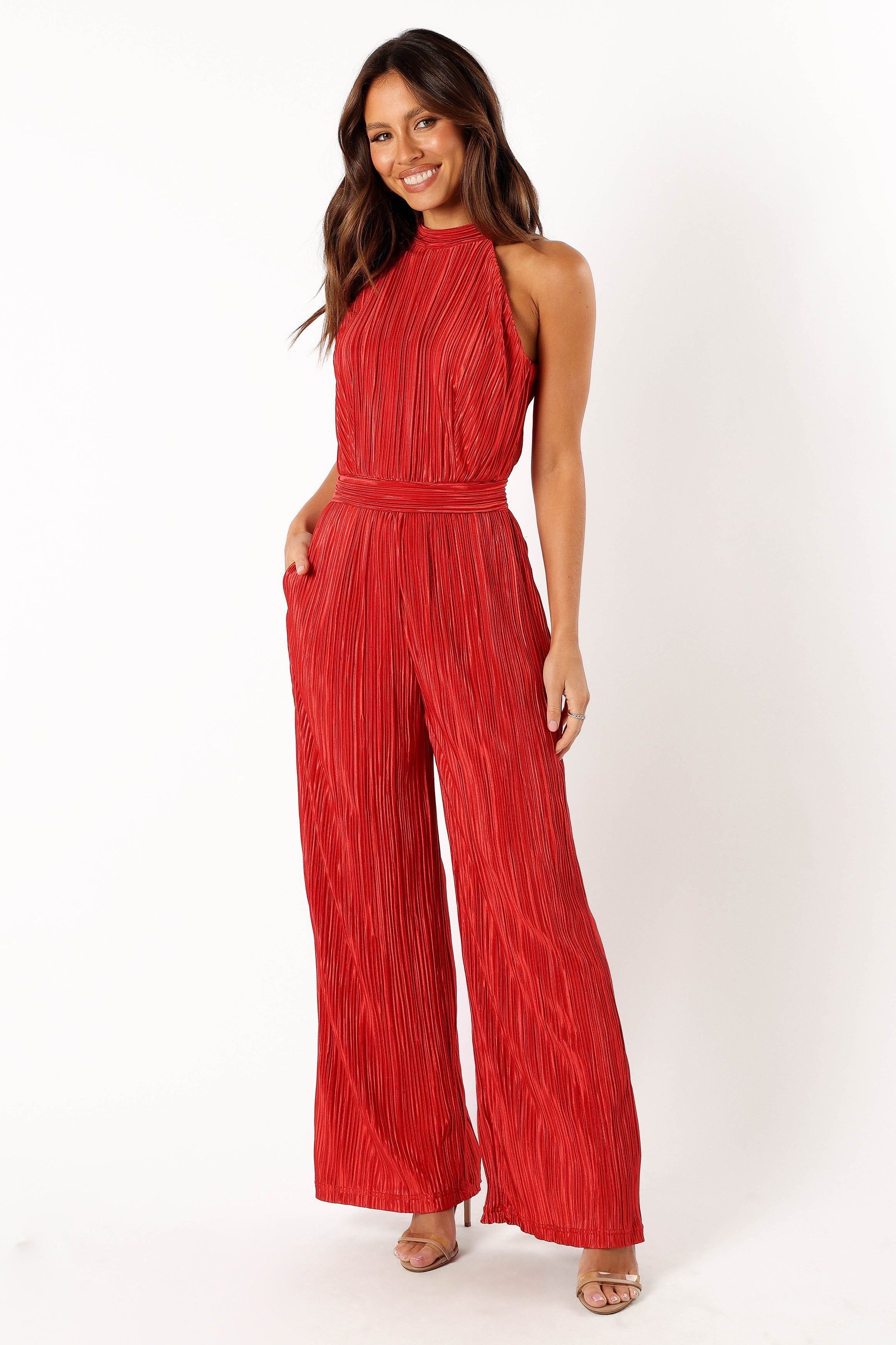 PLAYSUITS @Teddie Plisse Jumpsuit - Red