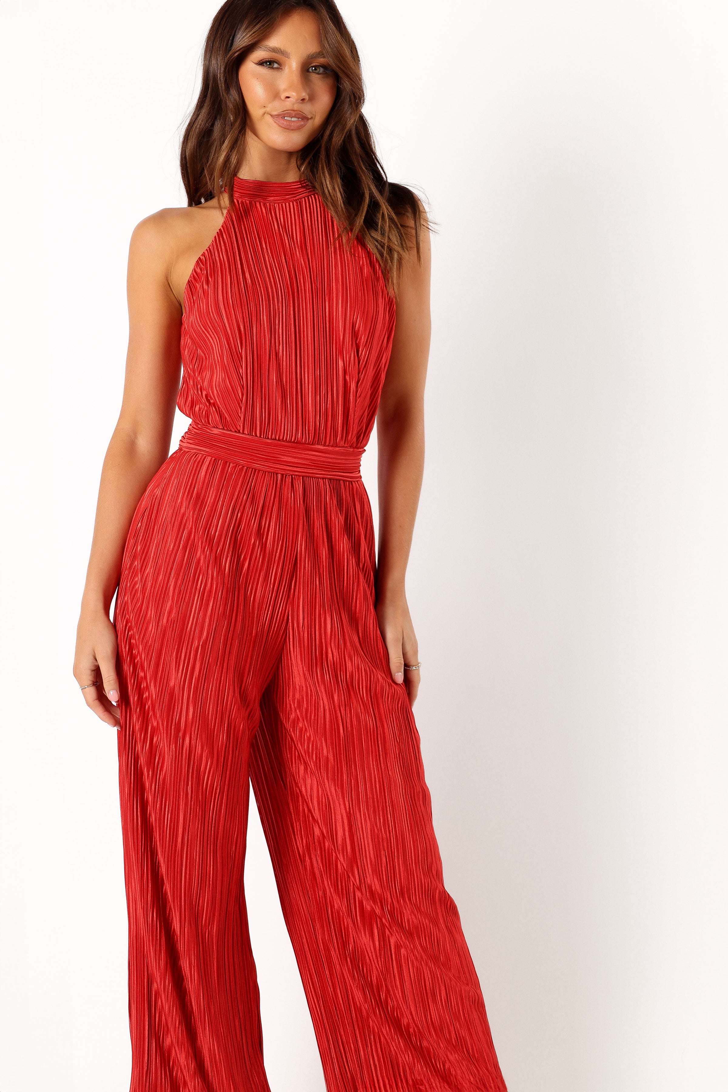 PLAYSUITS @Teddie Plisse Jumpsuit - Red