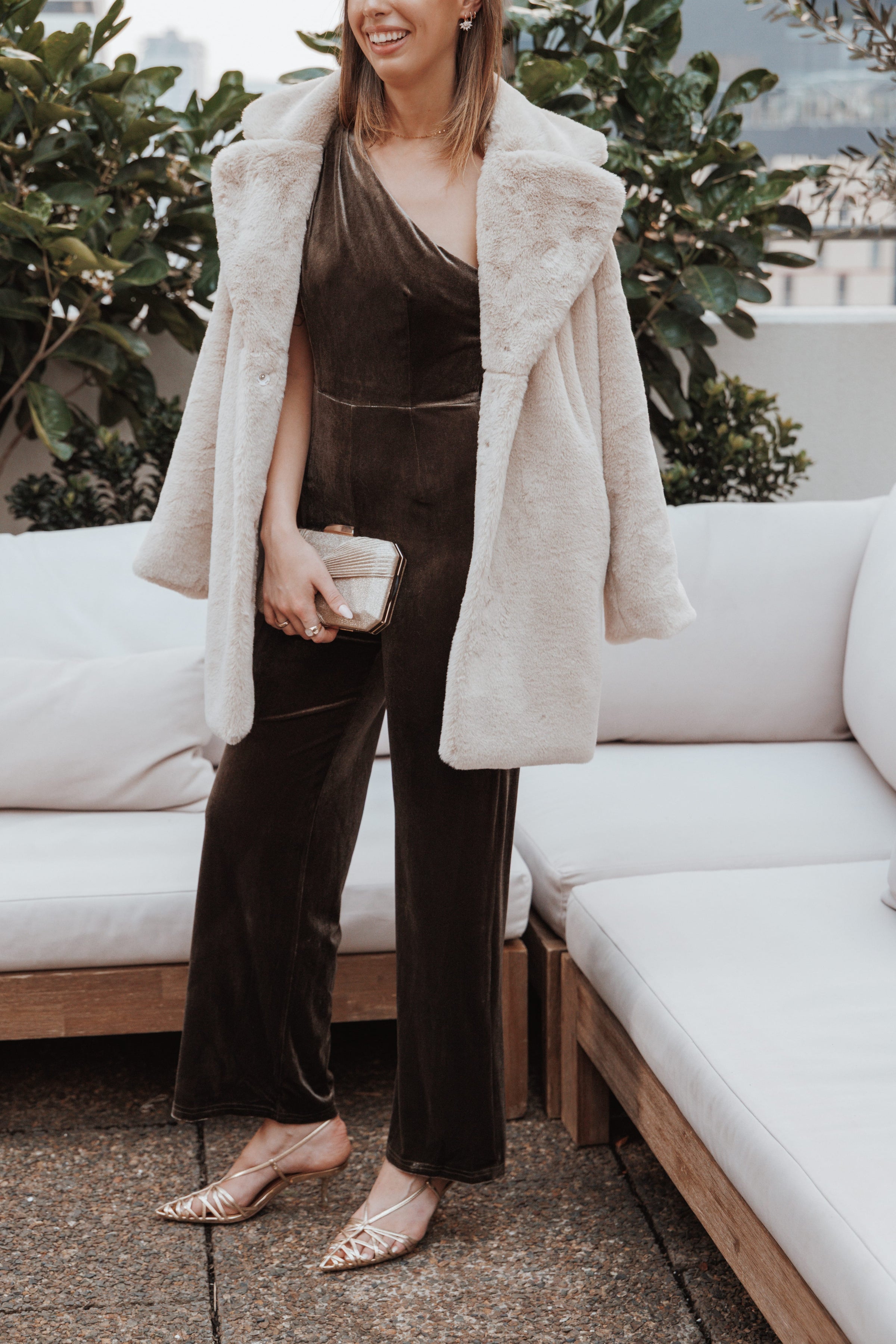 PLAYSUITS Xita Velvet One Shoulder Jumpsuit - Olive