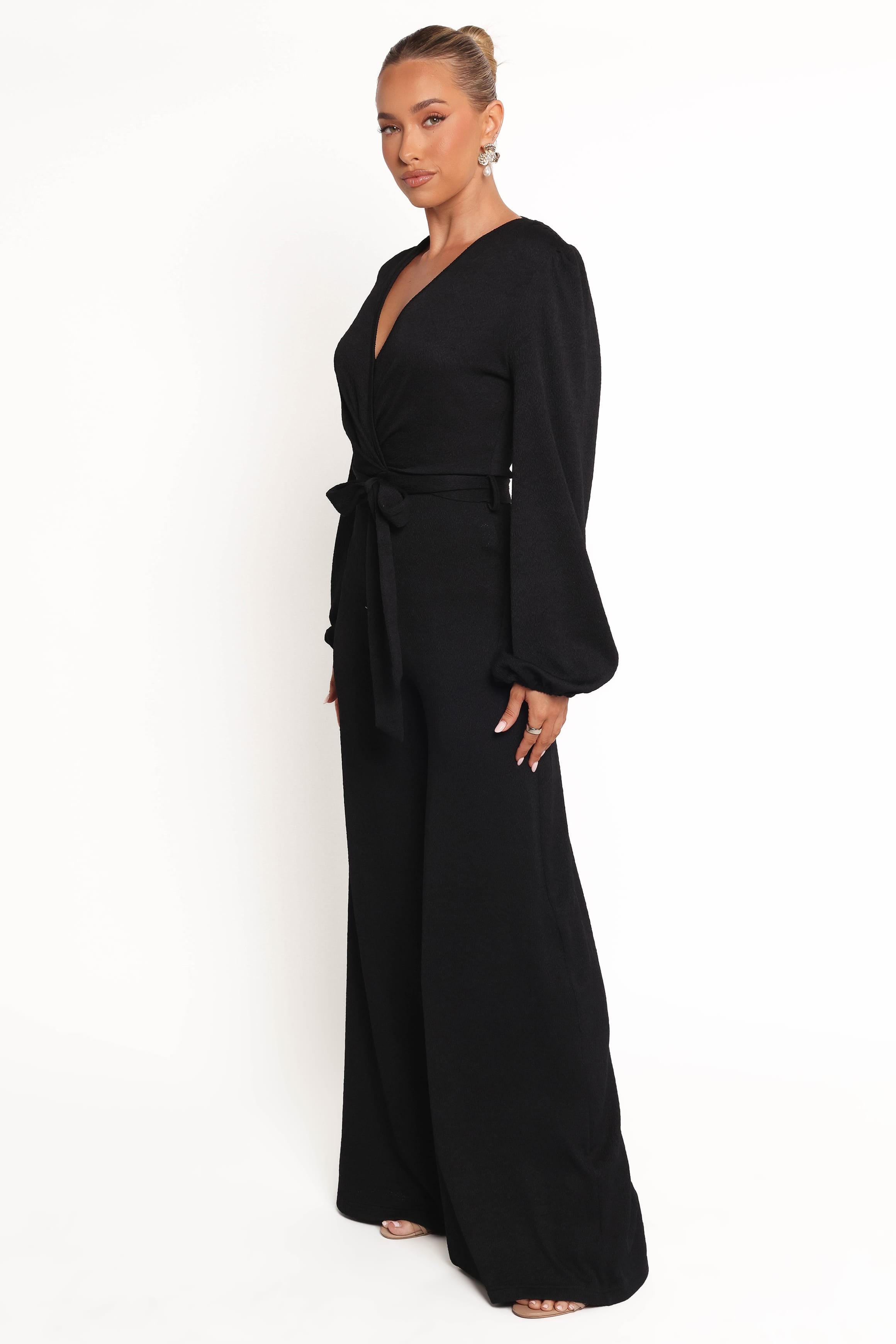 PLAYSUITS Yelena Long Sleeve Jumpsuit - Black
