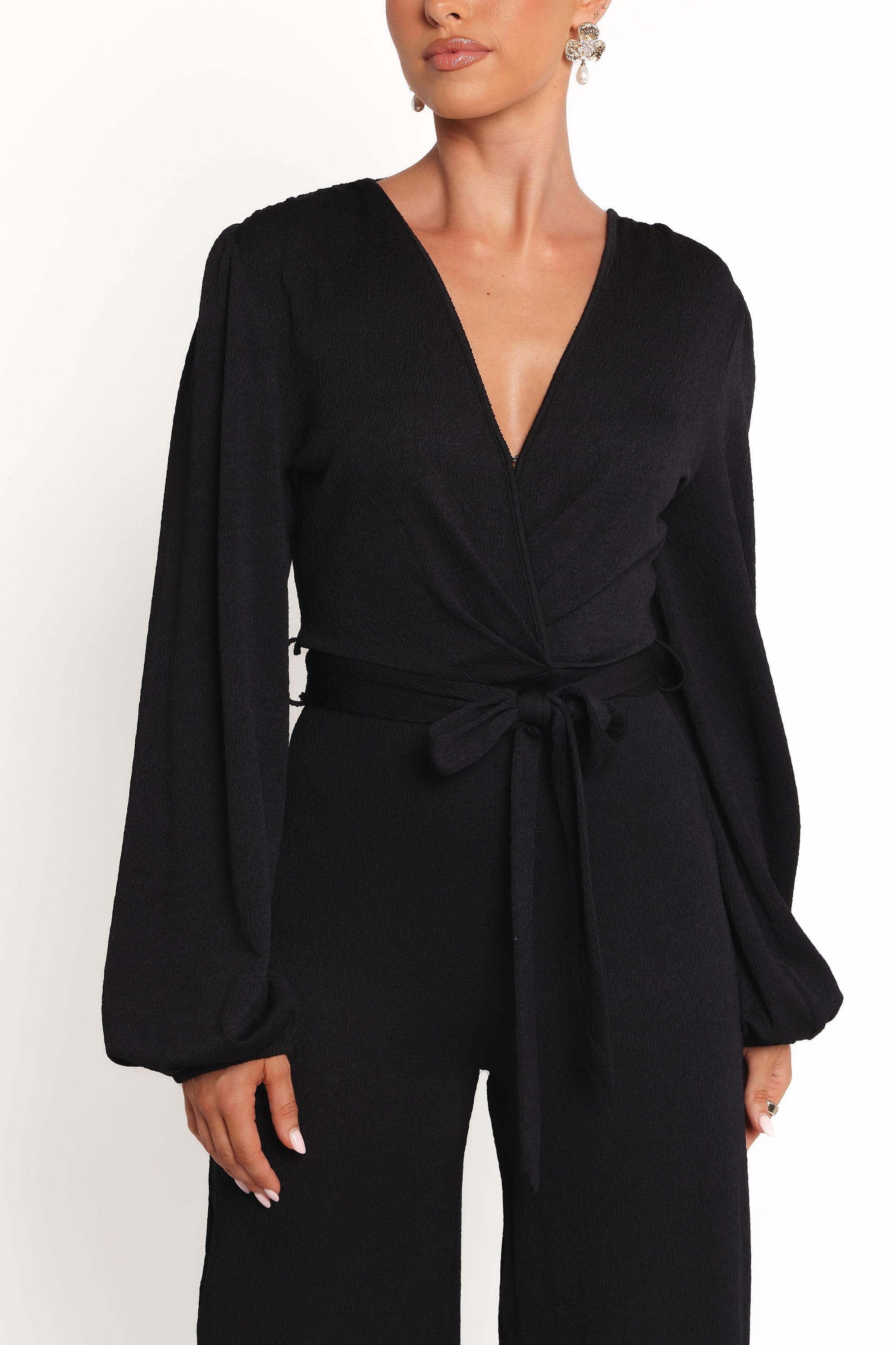 PLAYSUITS Yelena Long Sleeve Jumpsuit - Black