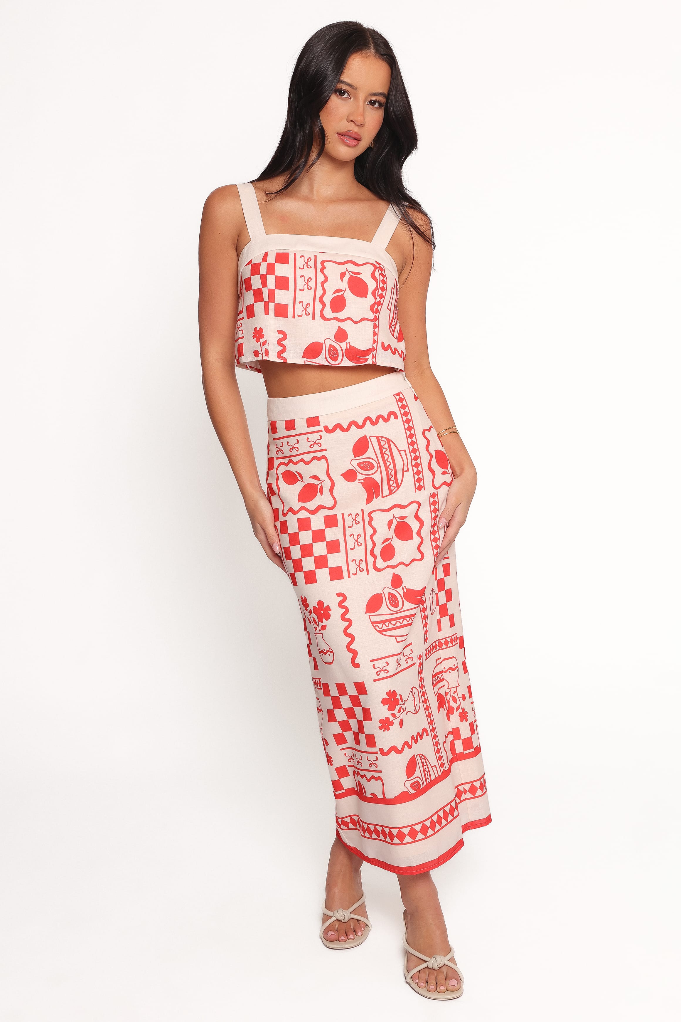 SETS Albanie Skirt Set - Red Print