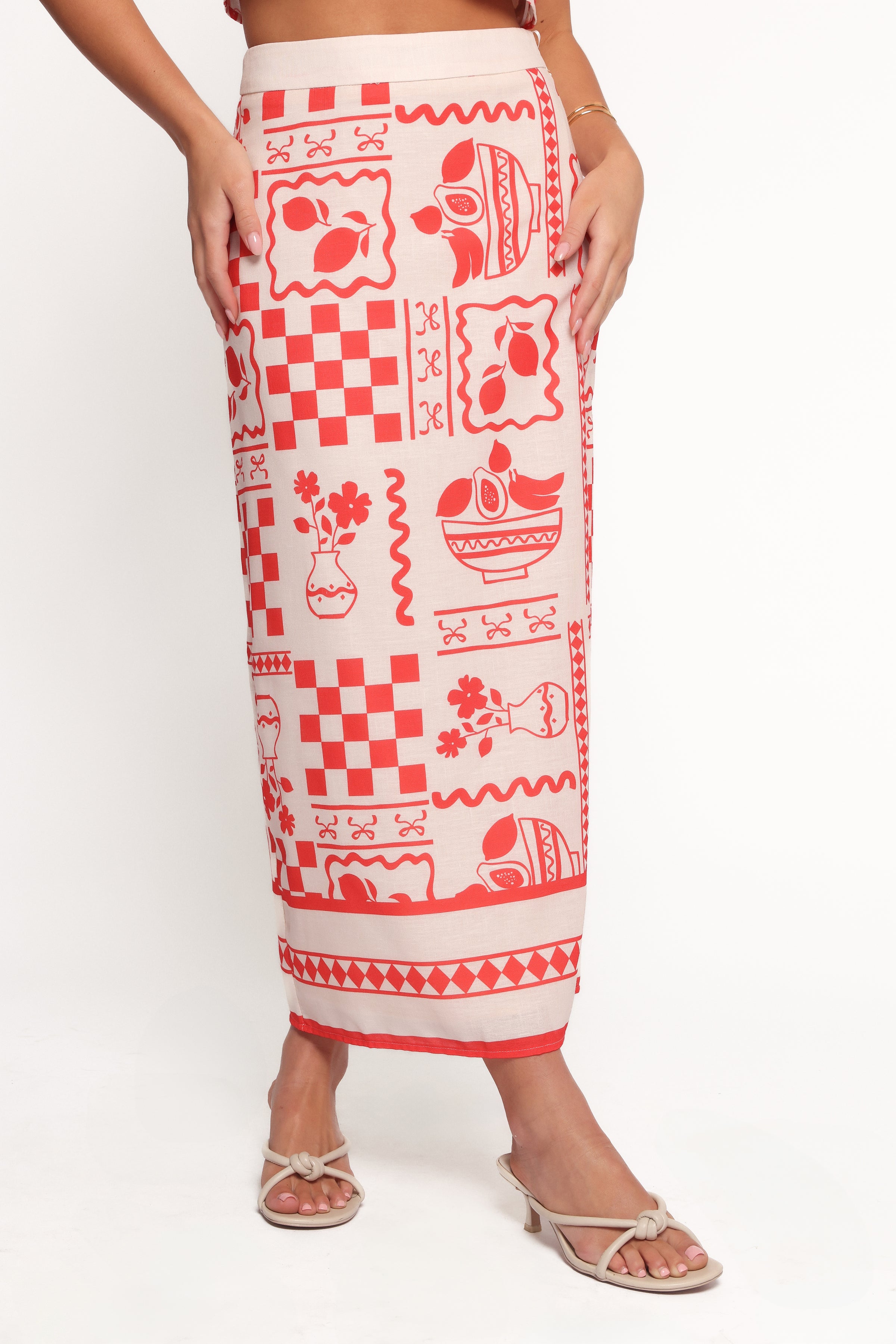 SETS Albanie Skirt Set - Red Print
