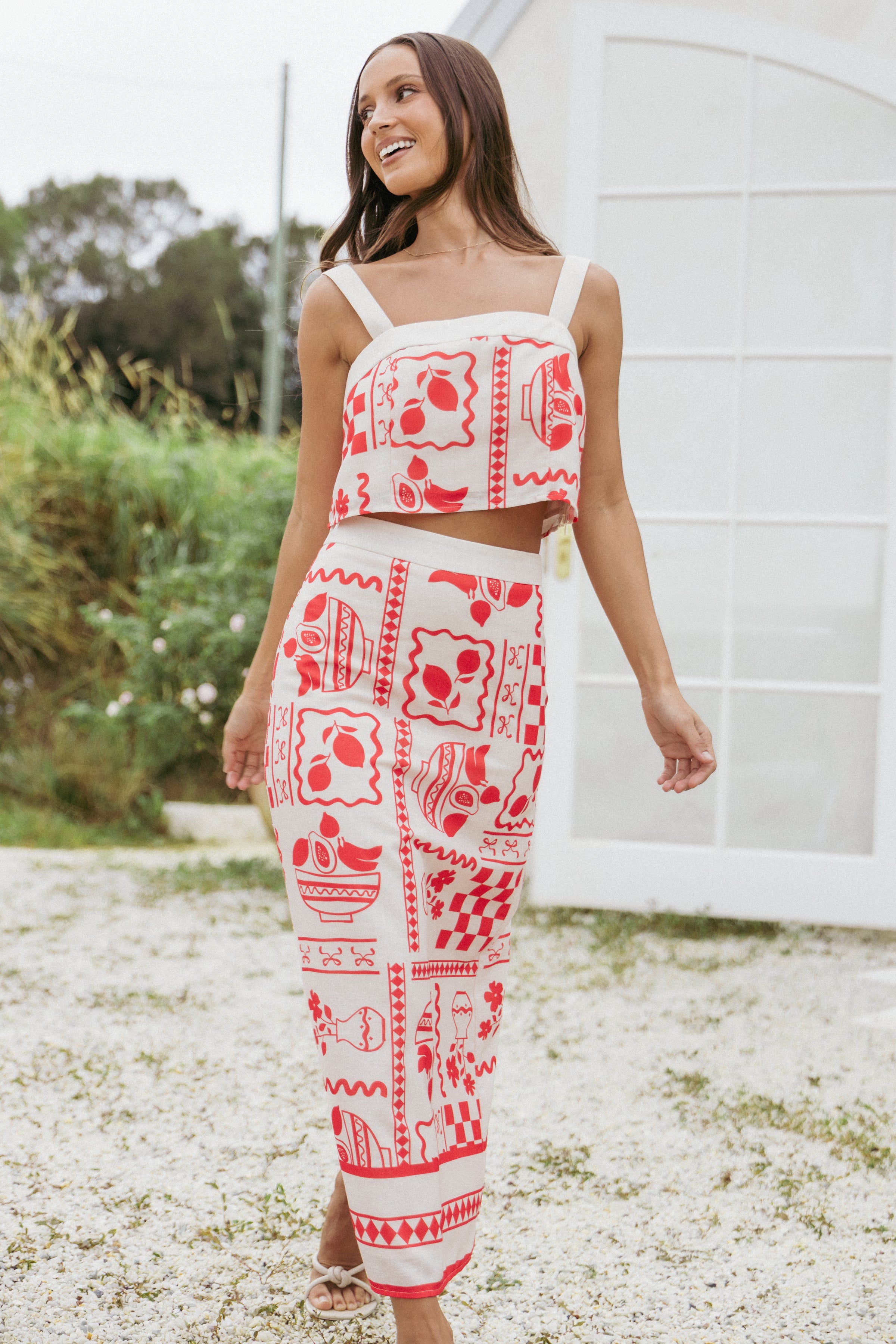 SETS Albanie Skirt Set - Red Print
