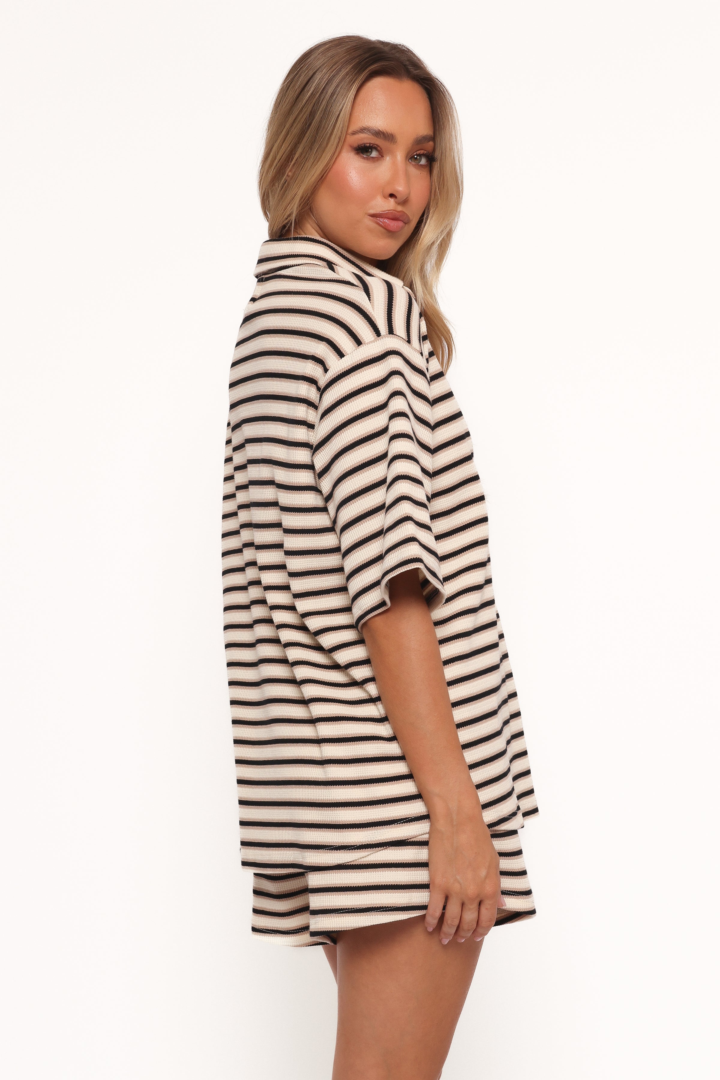 SETS Alden Cotton Knit Set - Beige Black Stripe