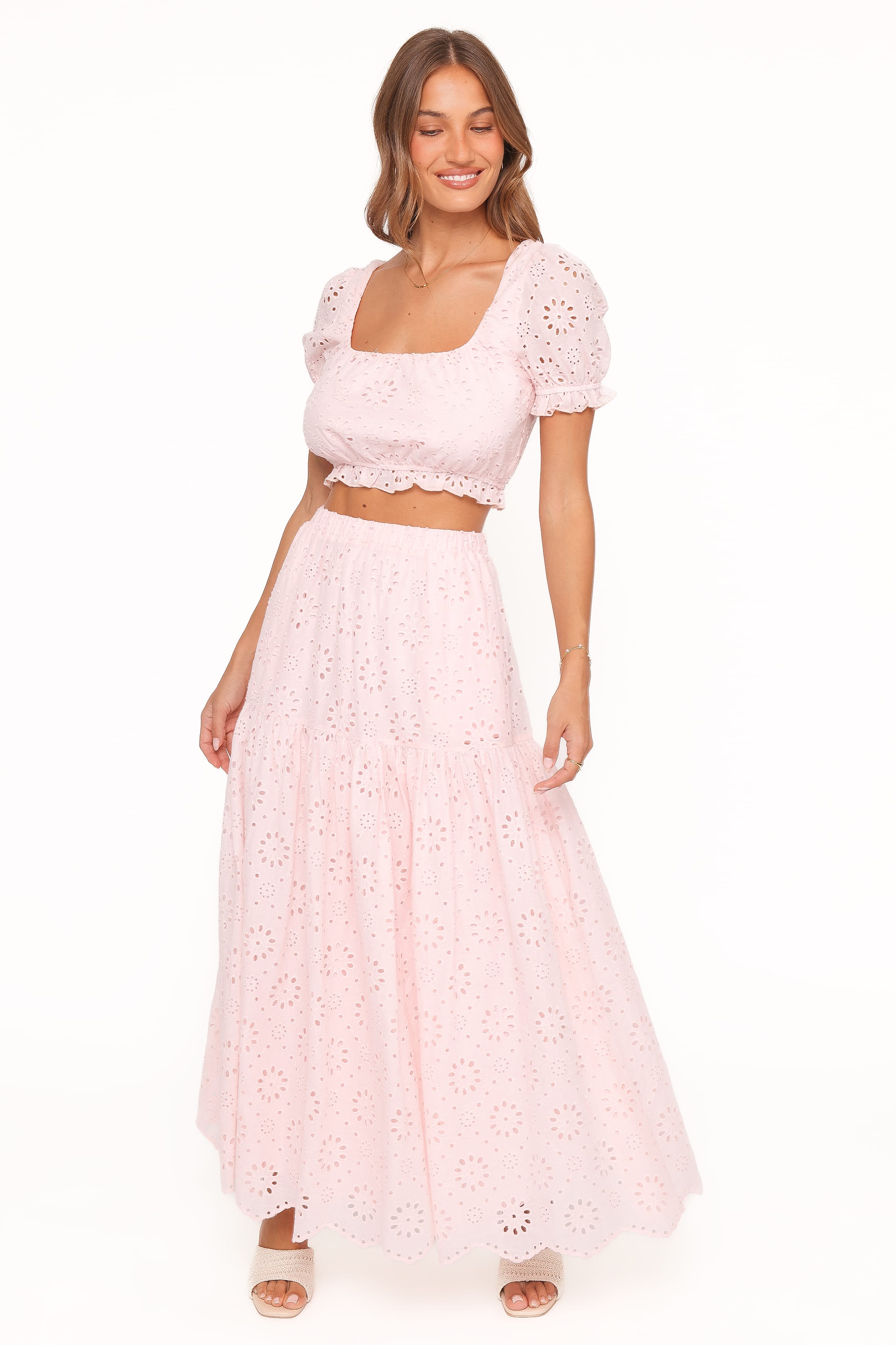 SETS Angelina Skirt Set - Pink Broiderie