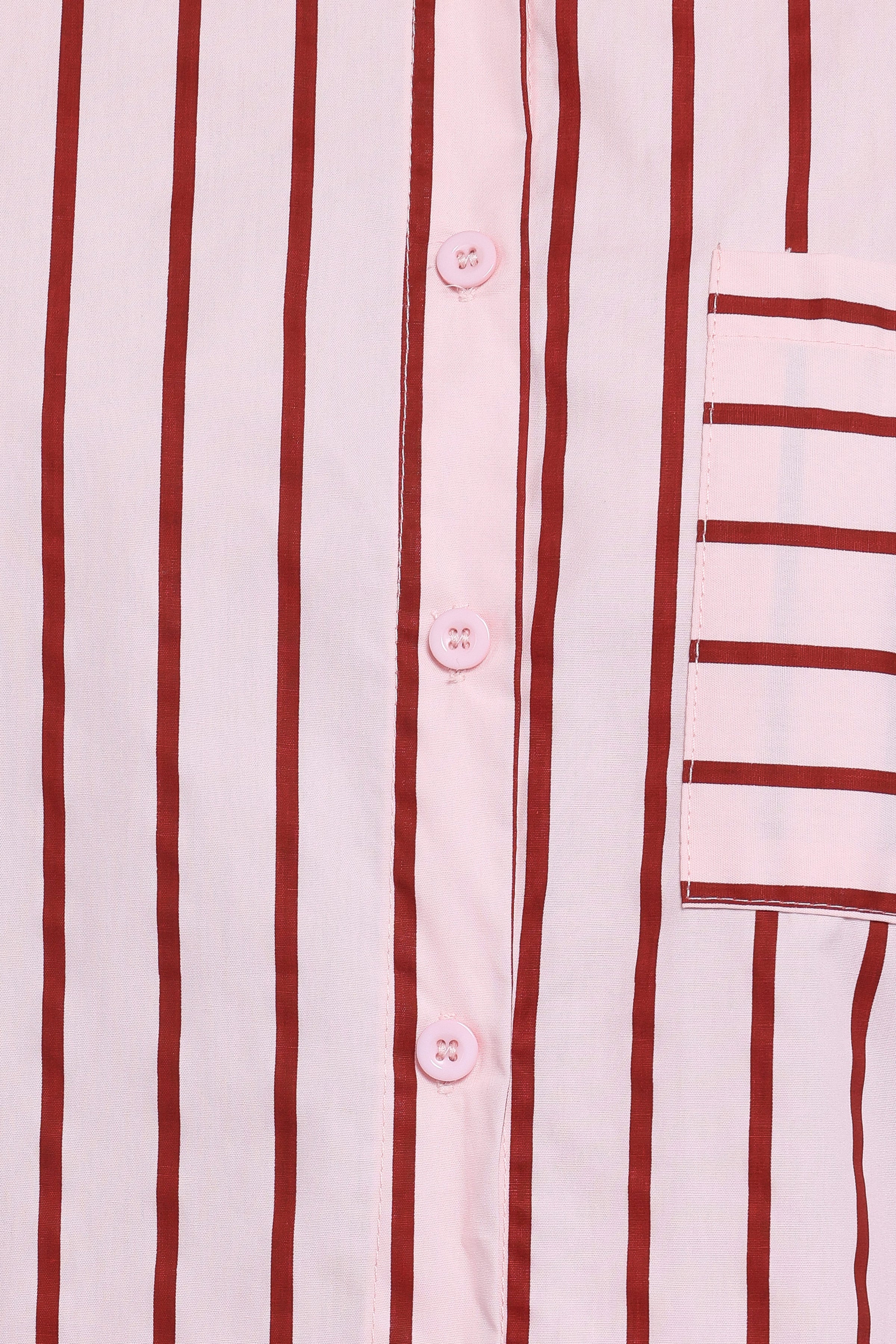 SETS Ashlyn Short Set - Pink And Burgundy Stripe