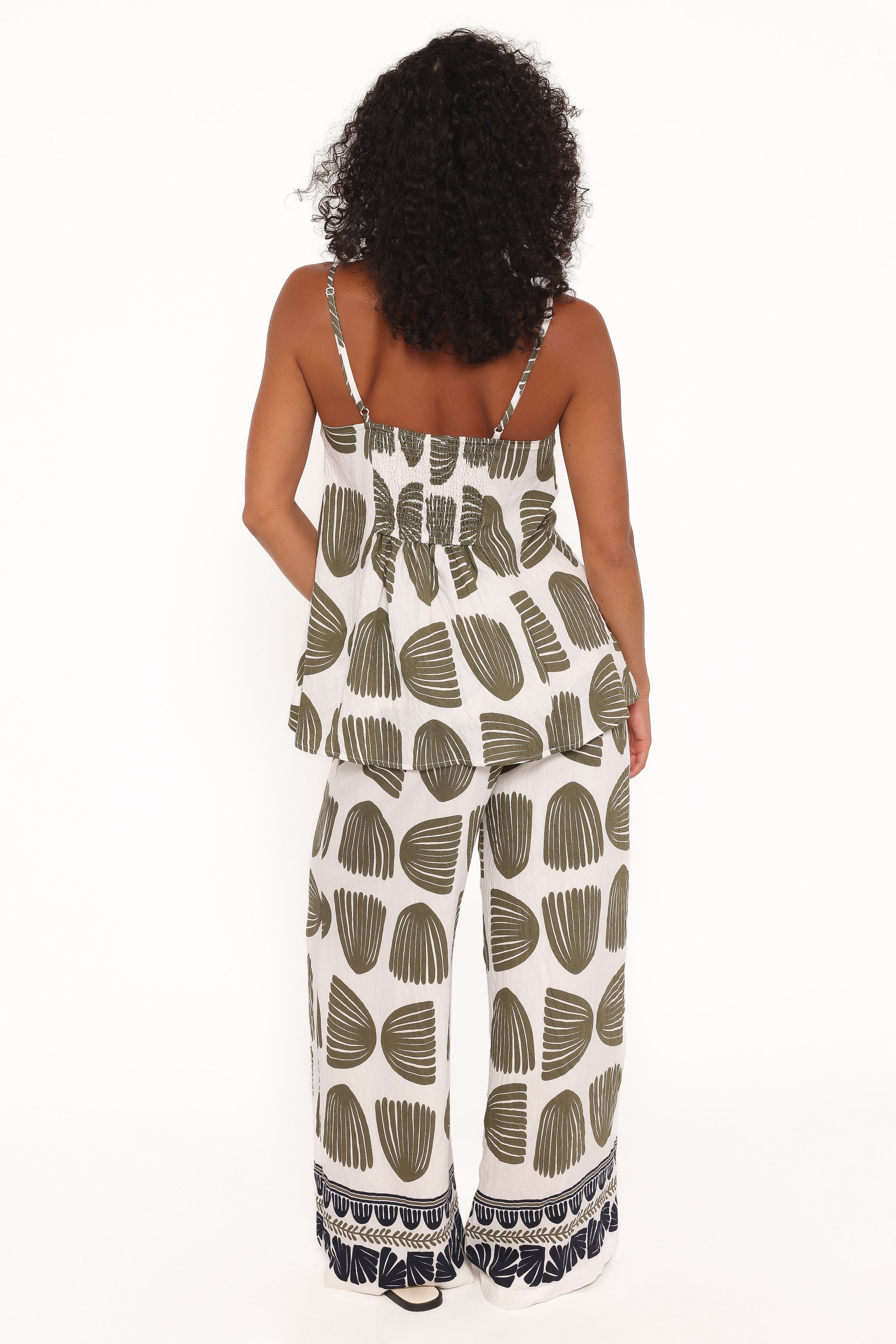 SETS Brianna Pant Set - Green Palm Print