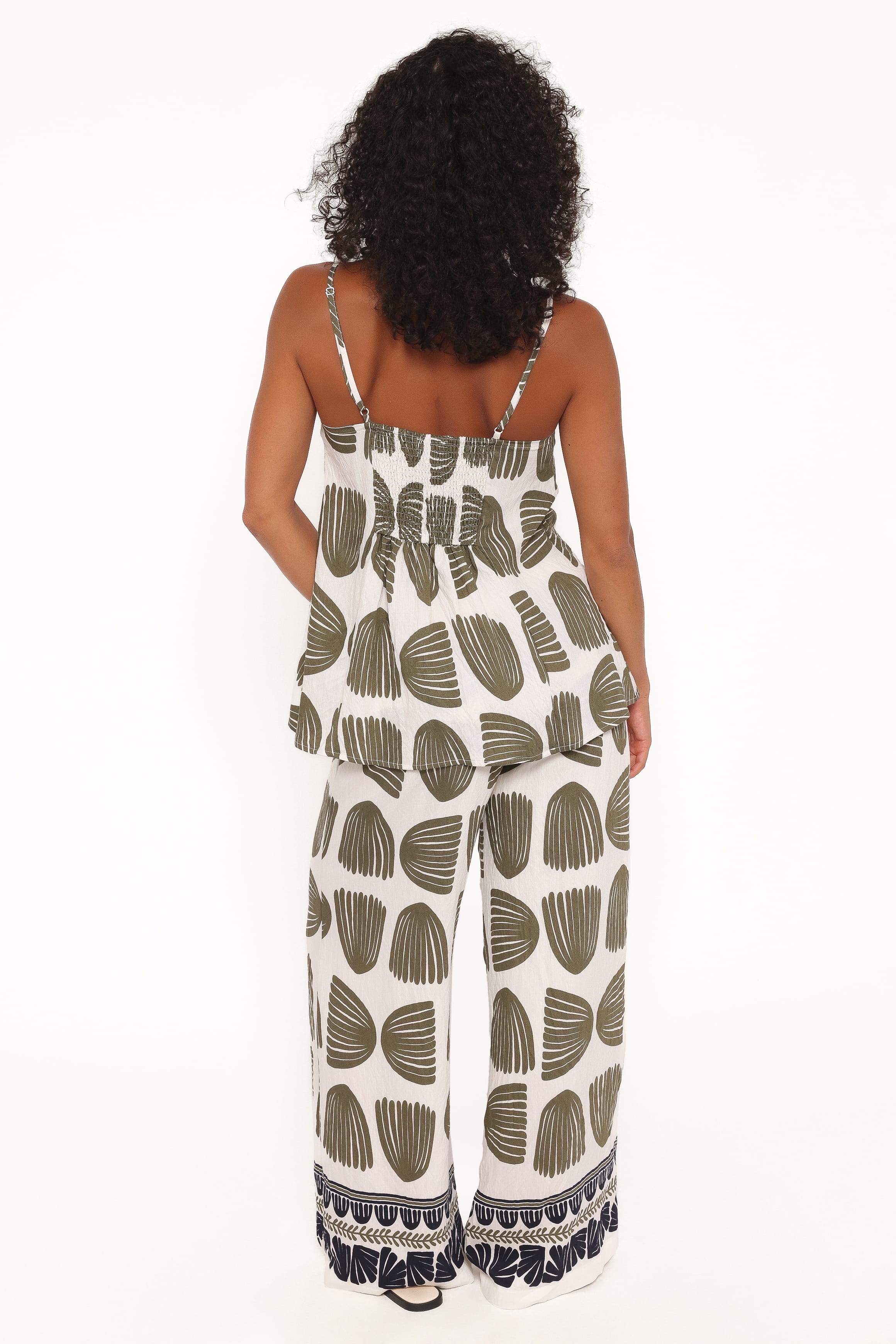 SETS Brianna Pant Set - Green Palm Print