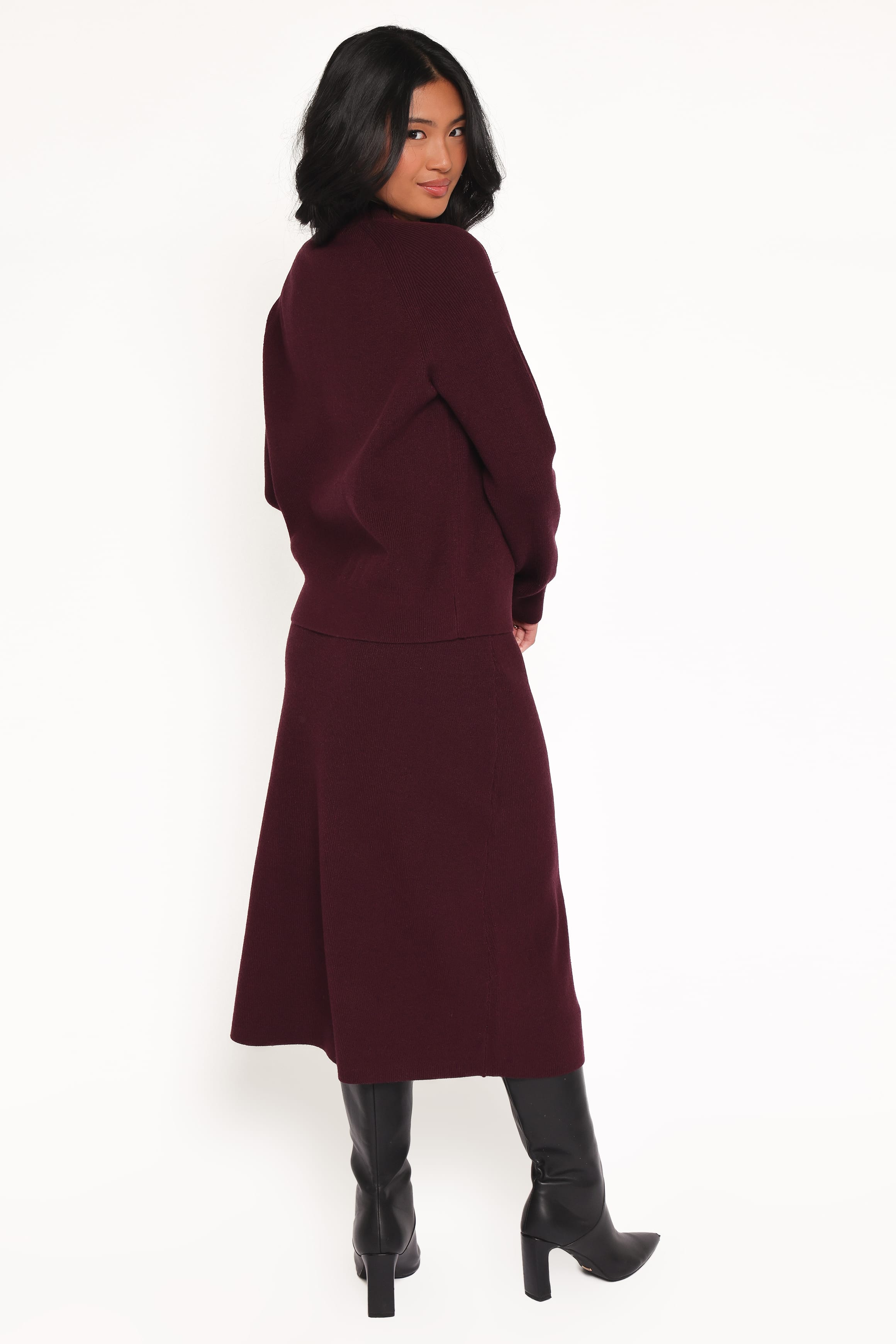 SETS Bridget Maxi Skirt Sweater Set - Maroon