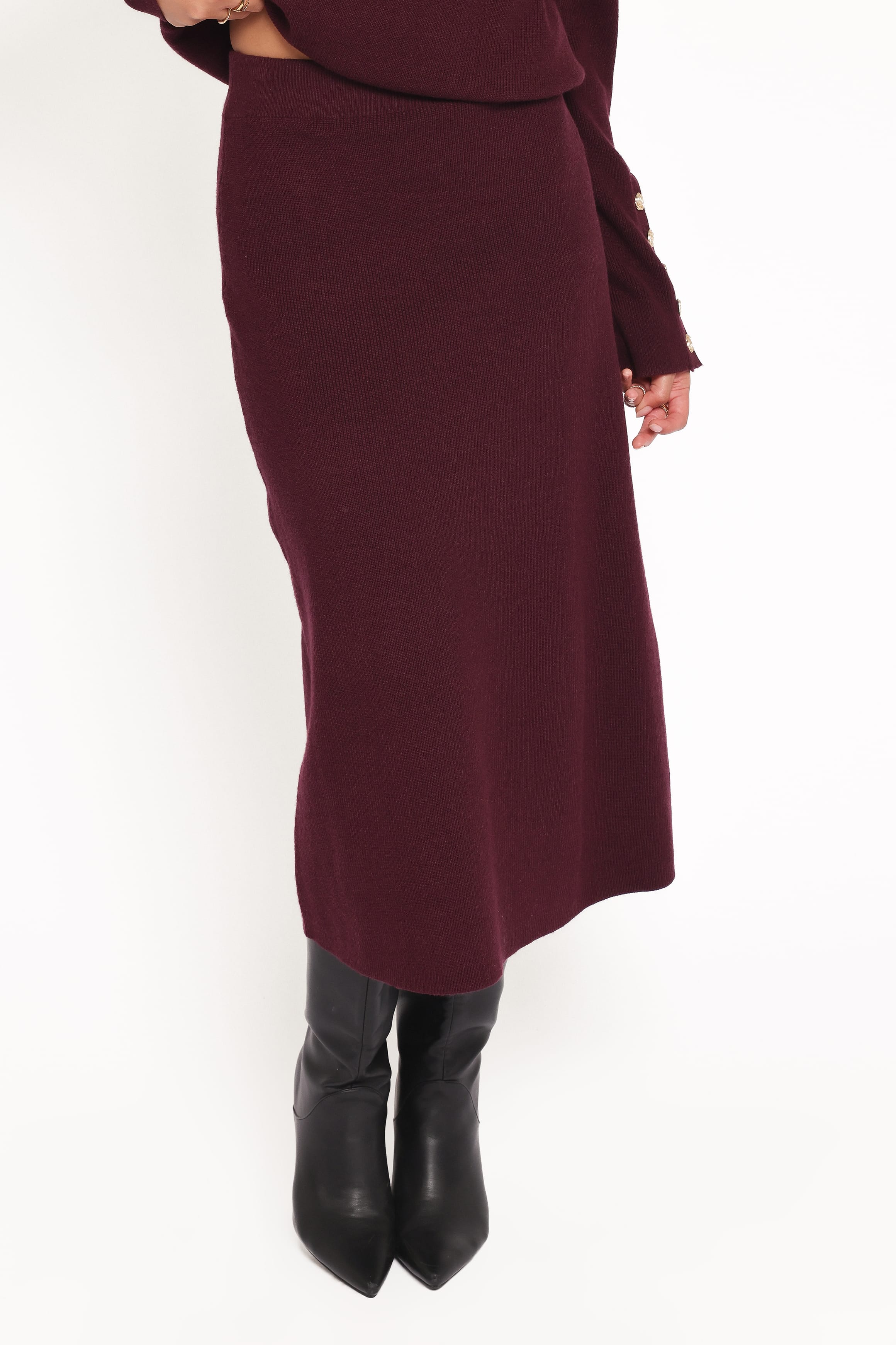 SETS Bridget Maxi Skirt Sweater Set - Maroon
