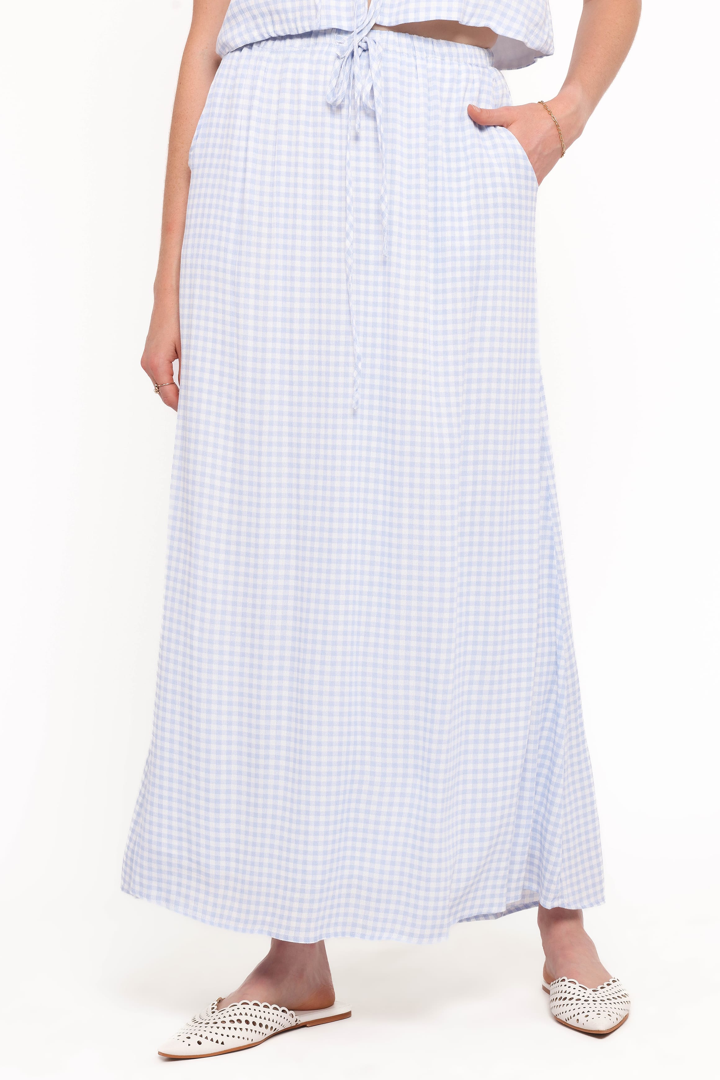 SETS Captie Cotton Skirt Set - Blue Gingham