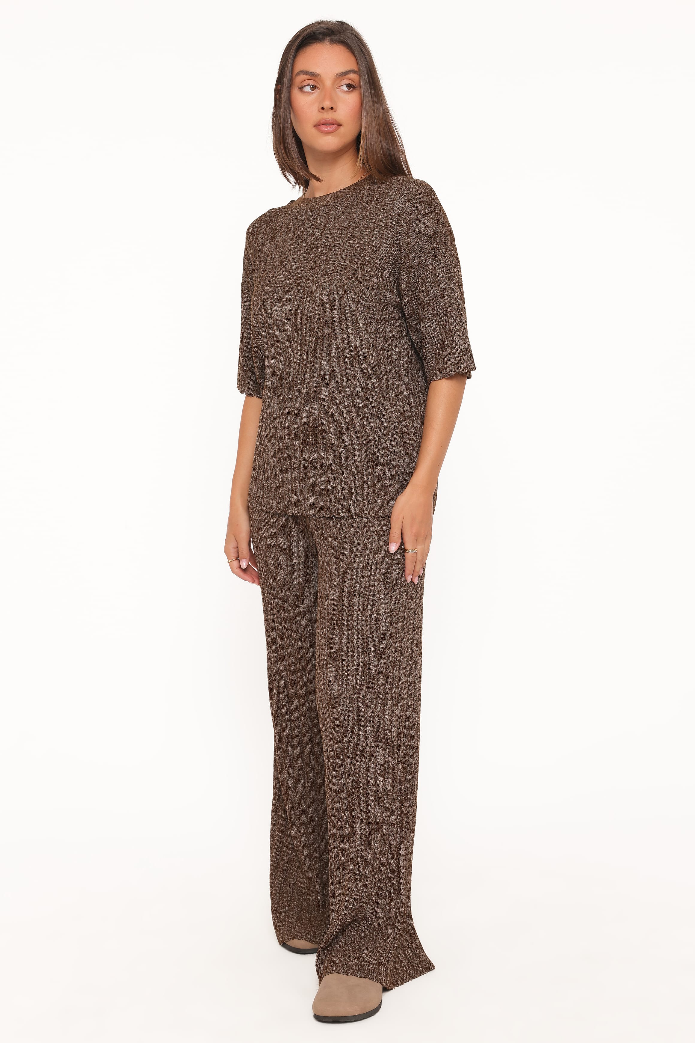 SETS Cherish Knitted Pant Set - Brown