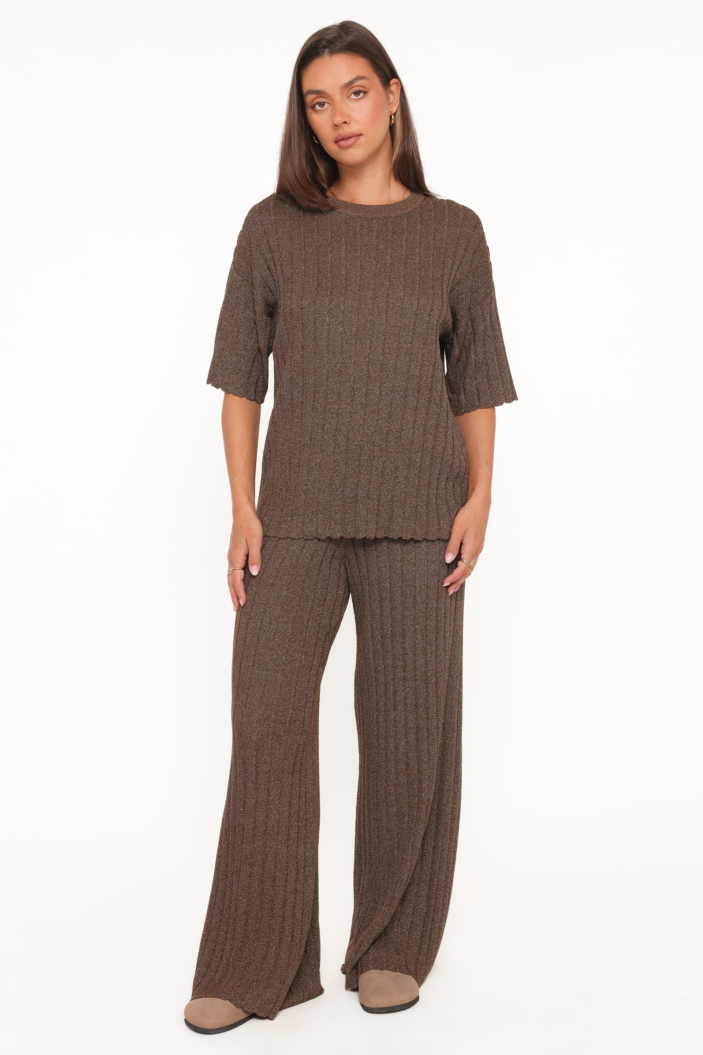 SETS Cherish Knitted Pant Set - Brown