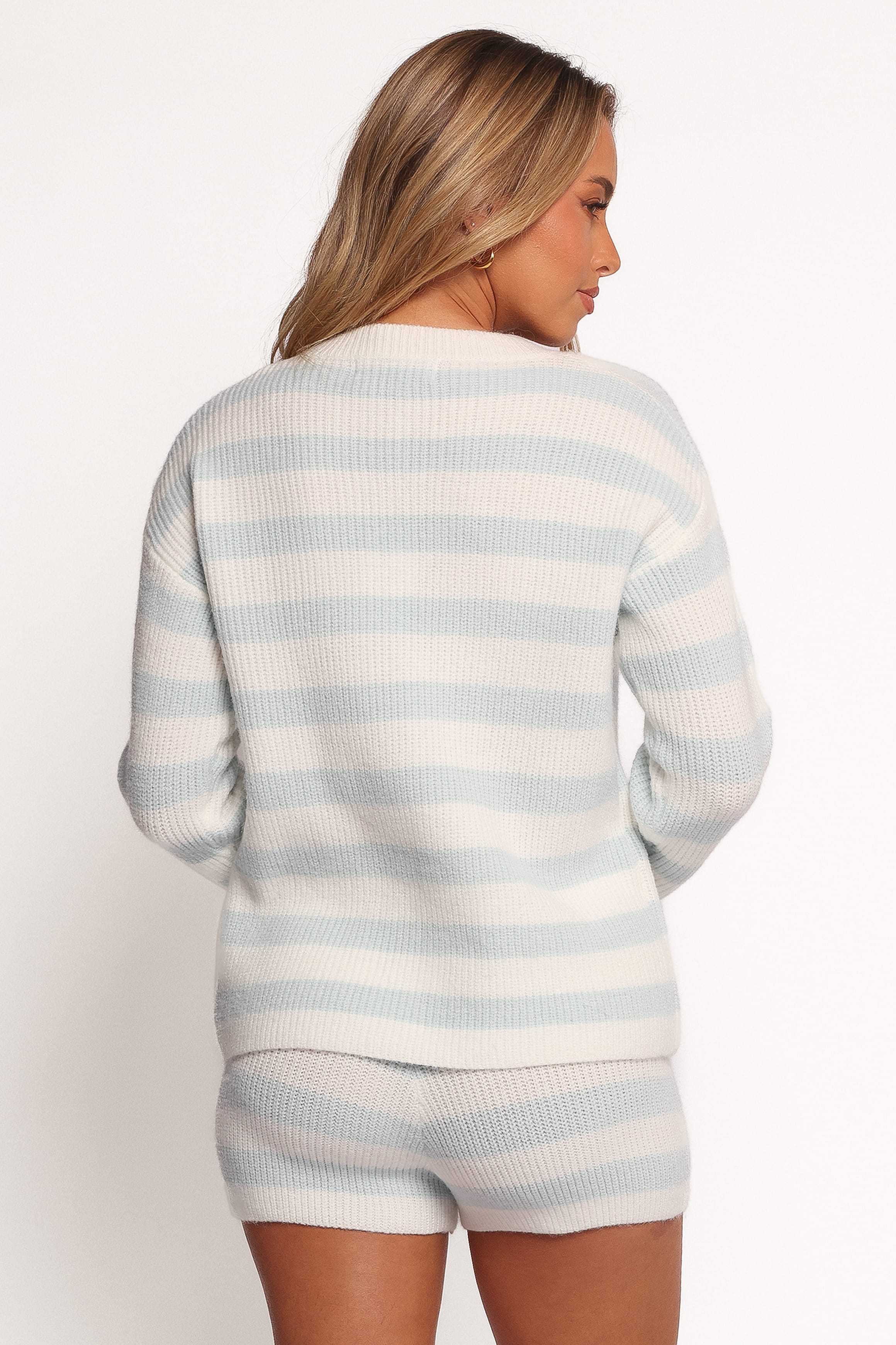 SETS Ciaran Knitted Short Set - Cream Blue