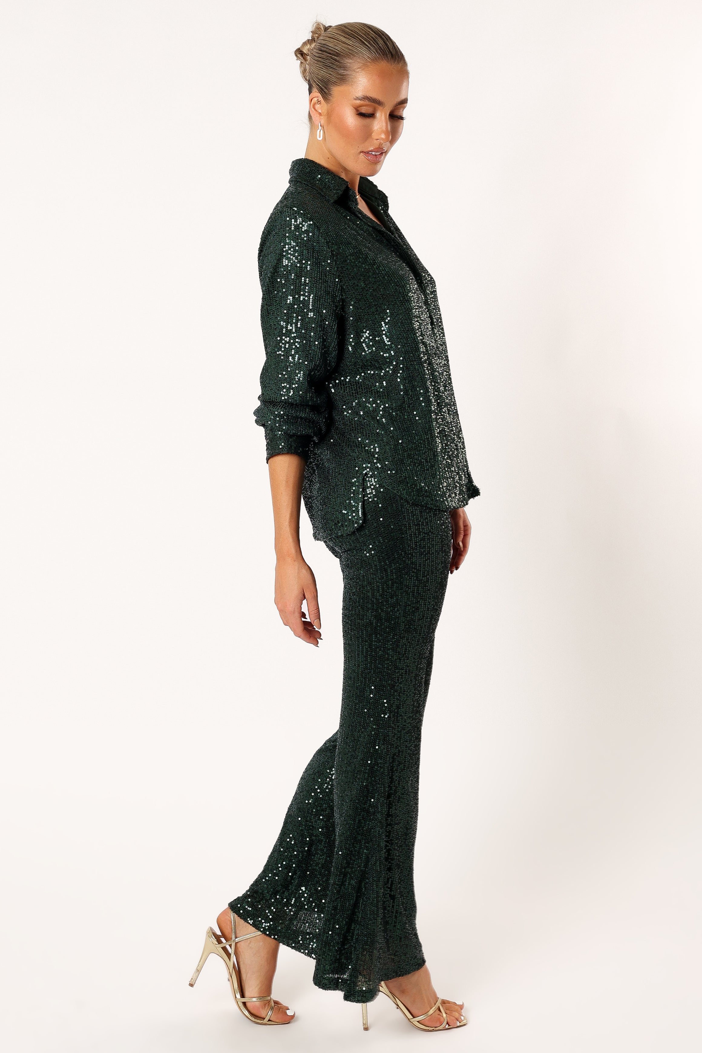 SETS @Darcy Sequin Two Piece Pant Set - Hunter Green