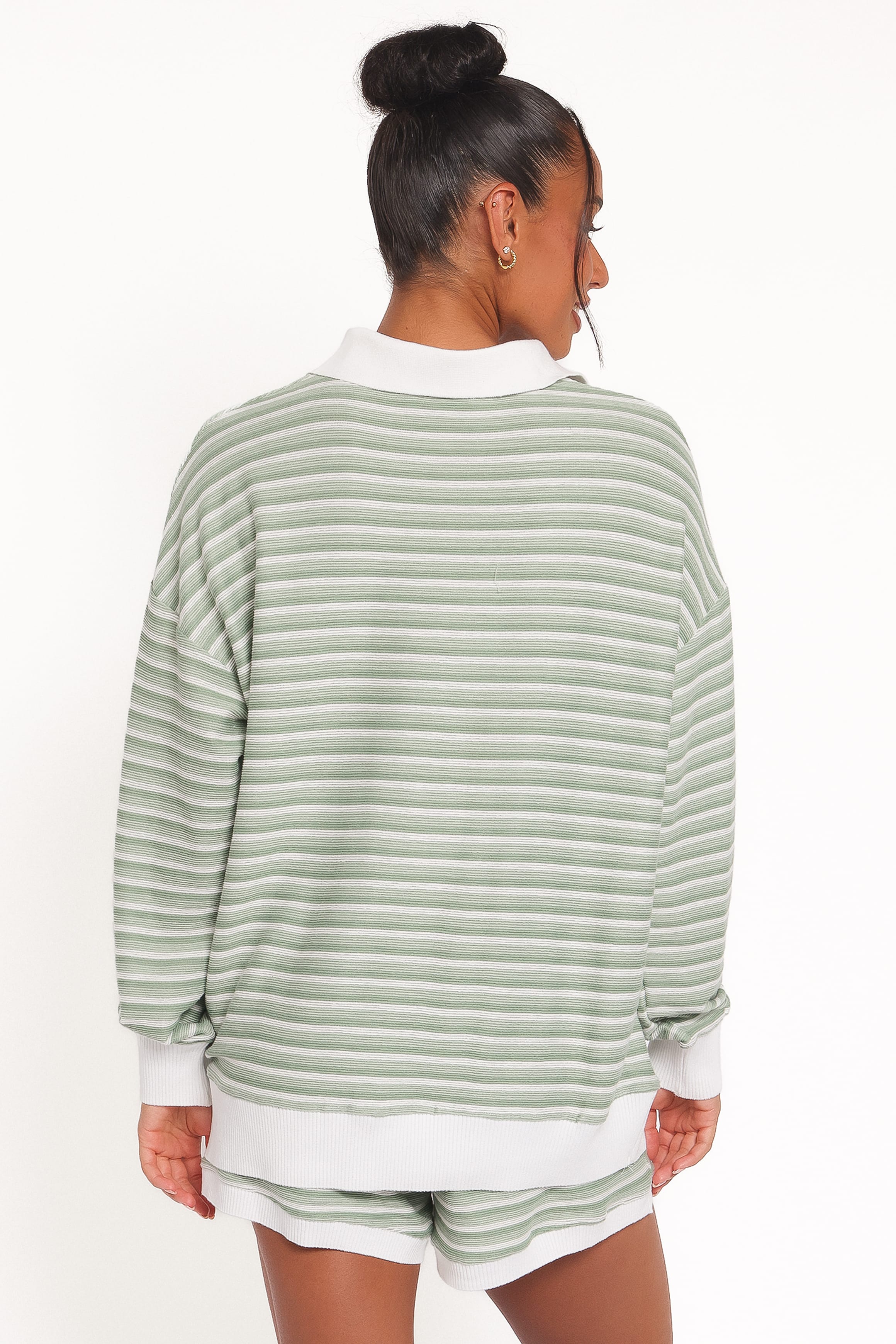 SETS Dealia Knit Short Set - Sage Stripe