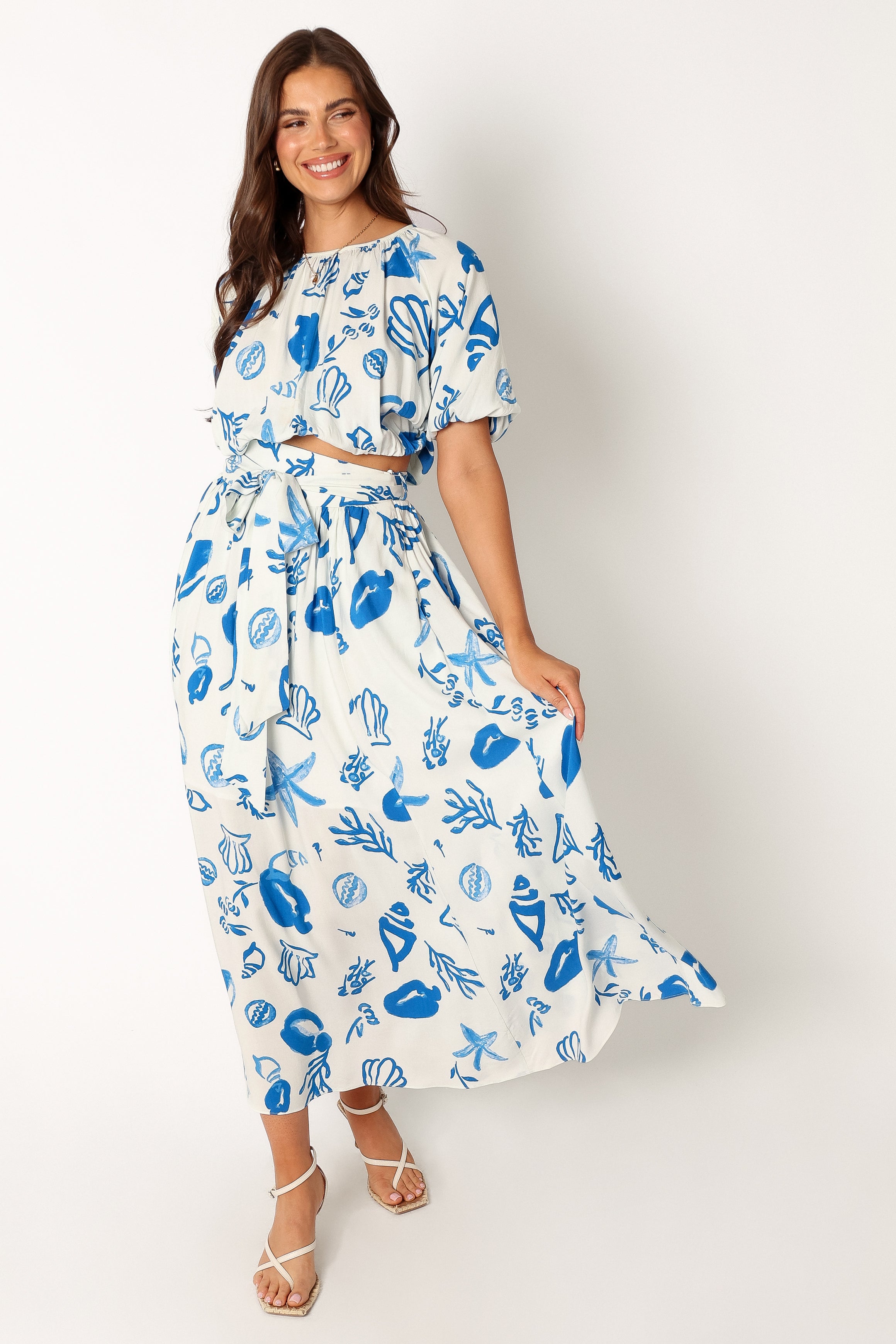 SETS @Delilah Skirt Set - White Blue