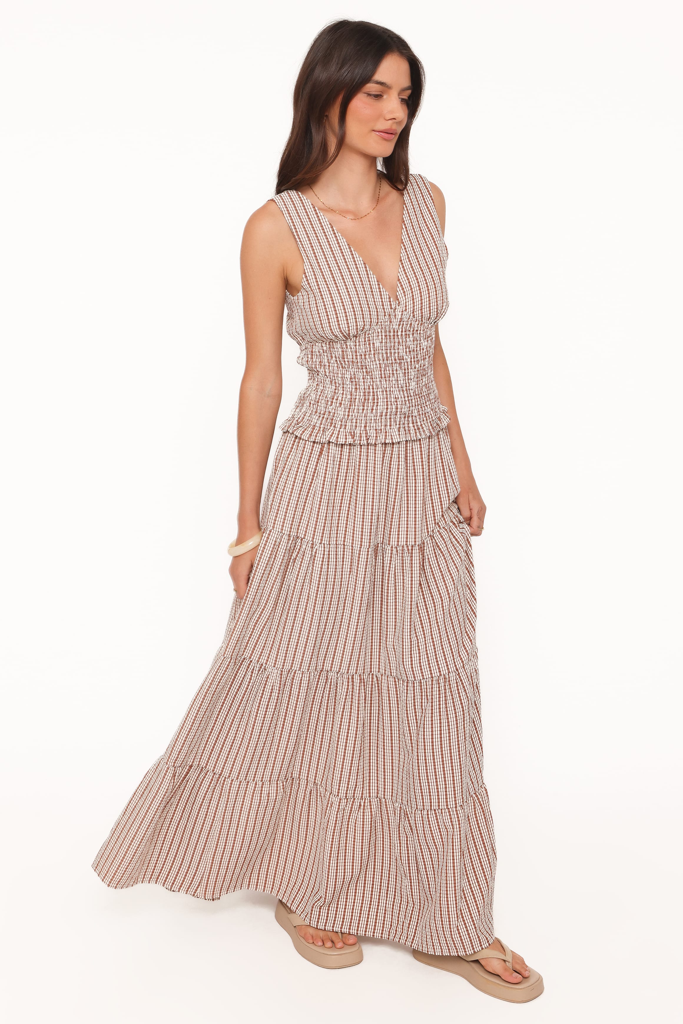 SETS Eirlys Tiered Skirt Set - Brown White