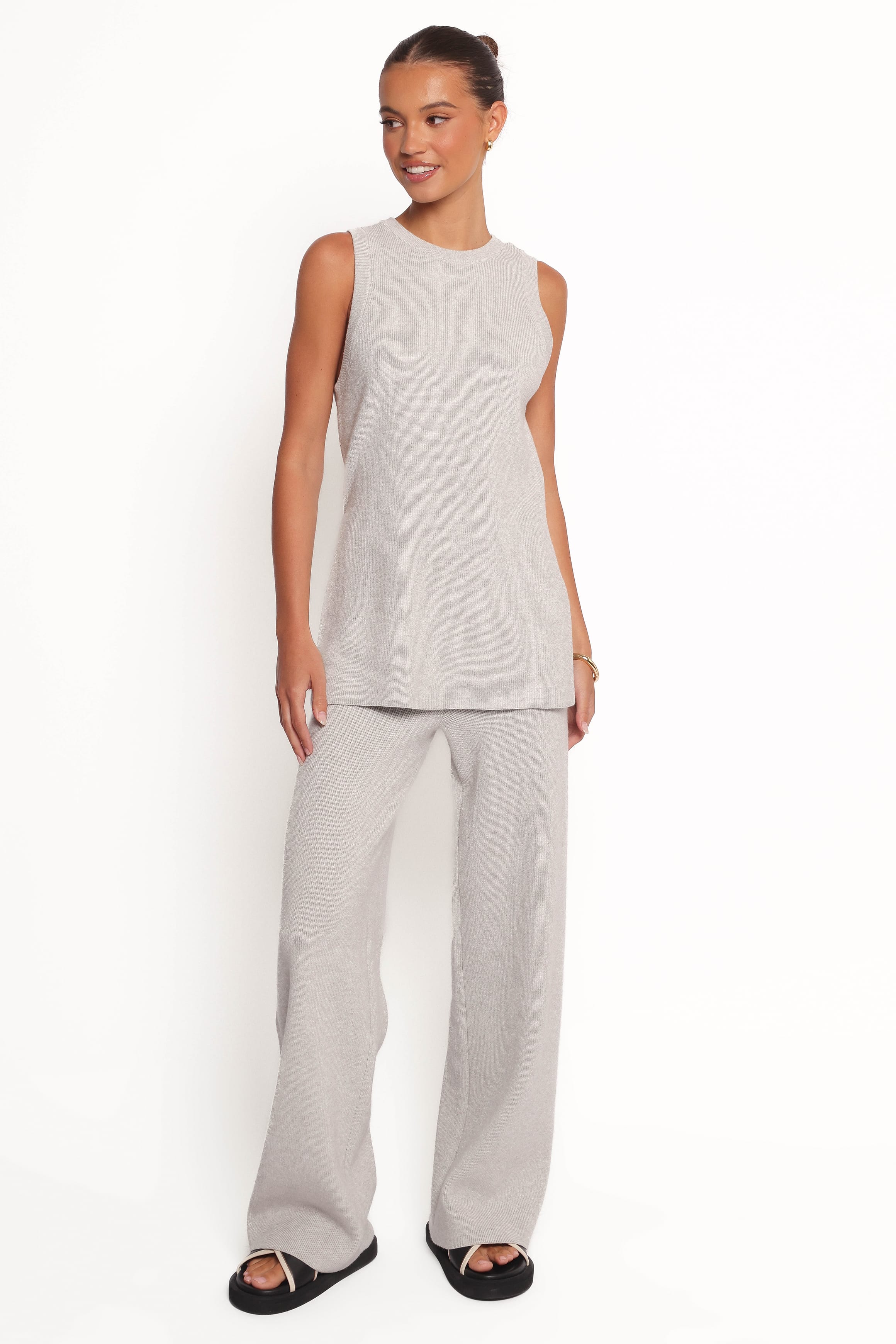 SETS Ellory Knitted Pant Set - Light Grey