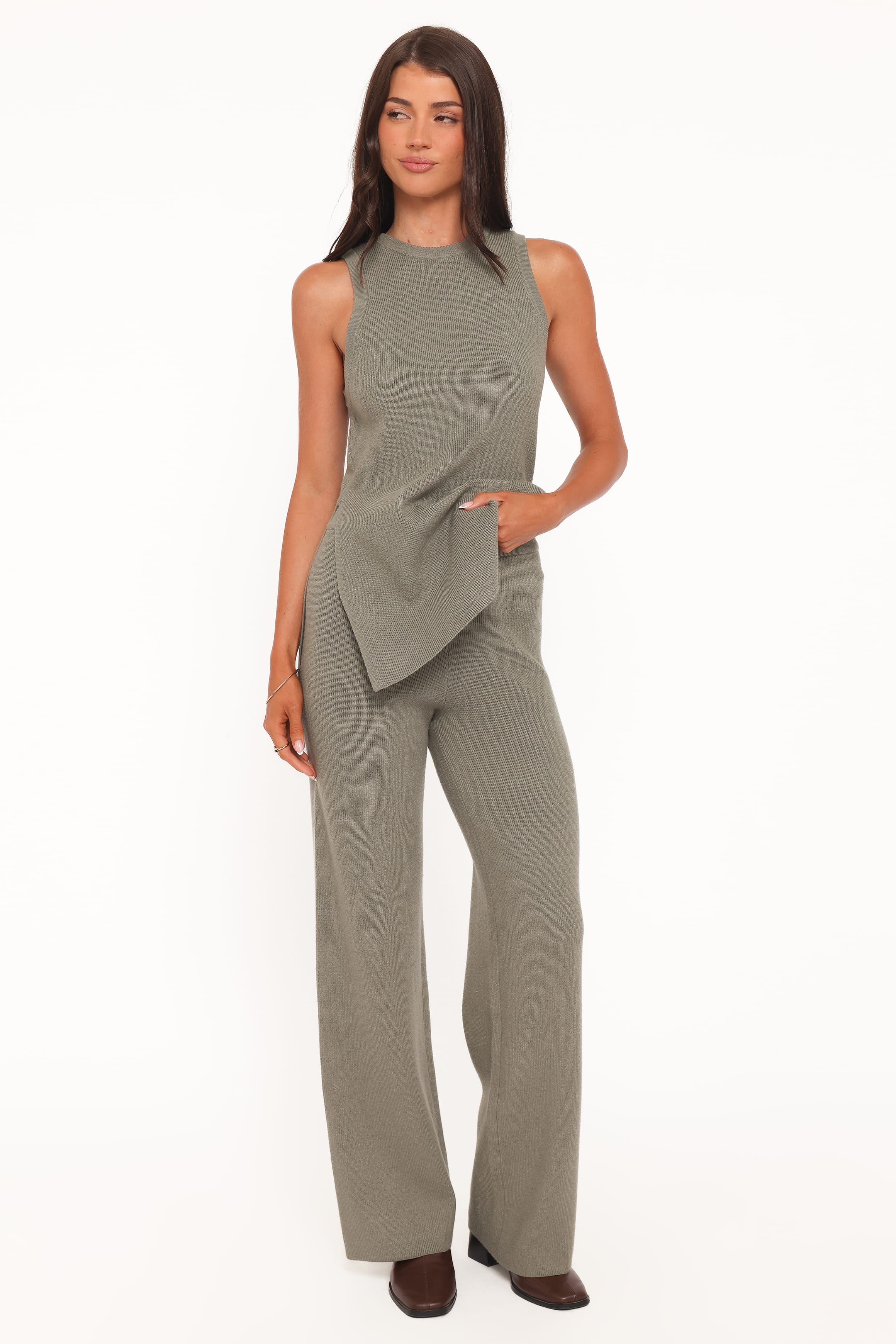 SETS Ellory Knitted Pant Set - Olive
