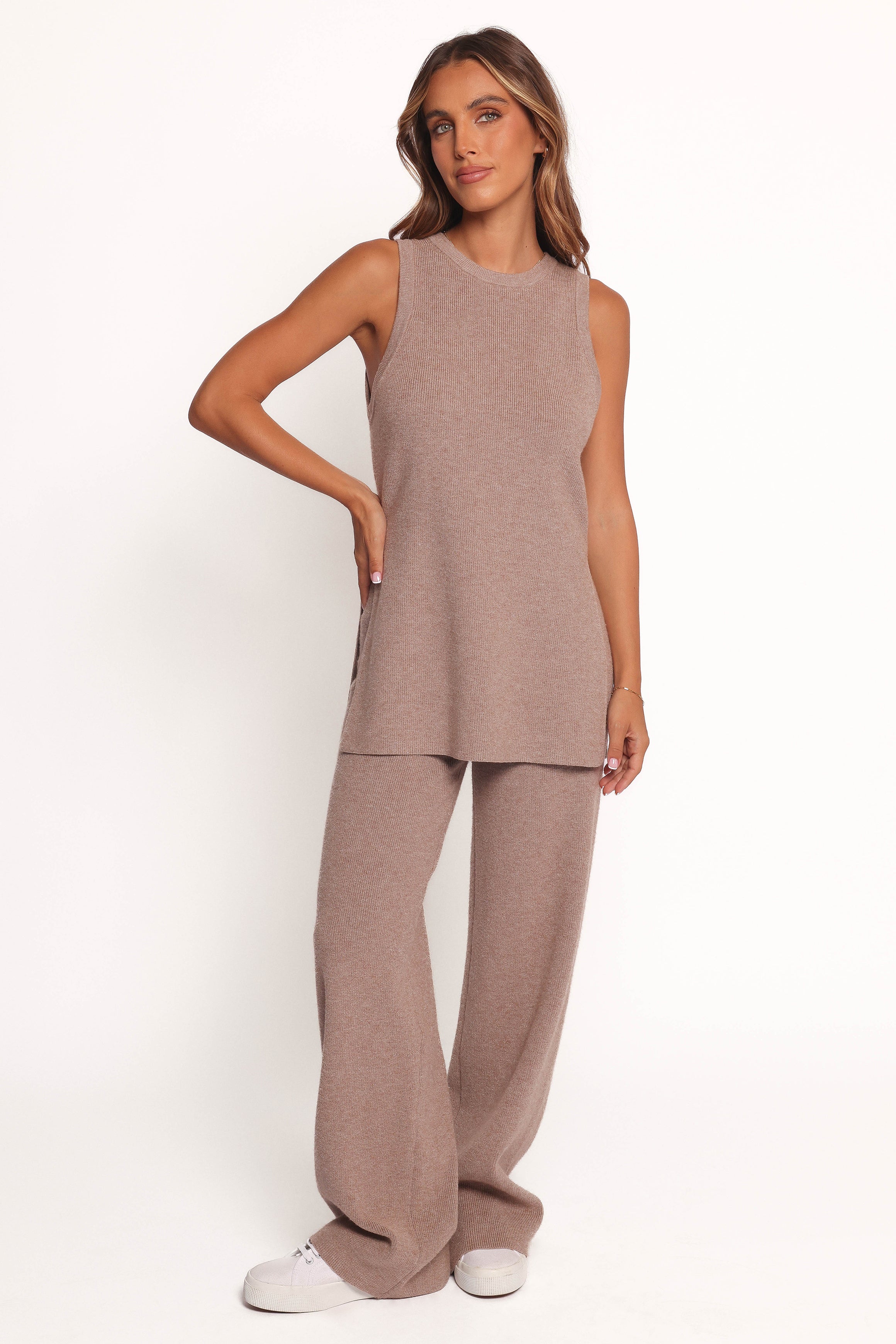 SETS Ellory Knitted Pant Set - Taupe Marle
