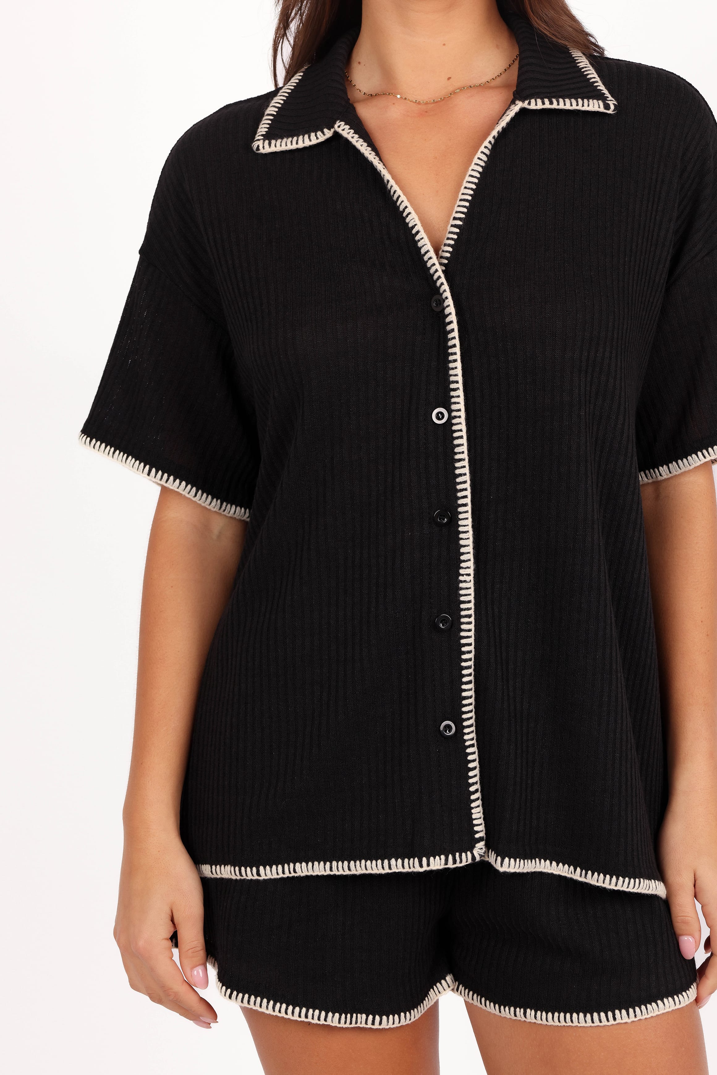 SETS Essen Knit Shirt Set - Black Cream