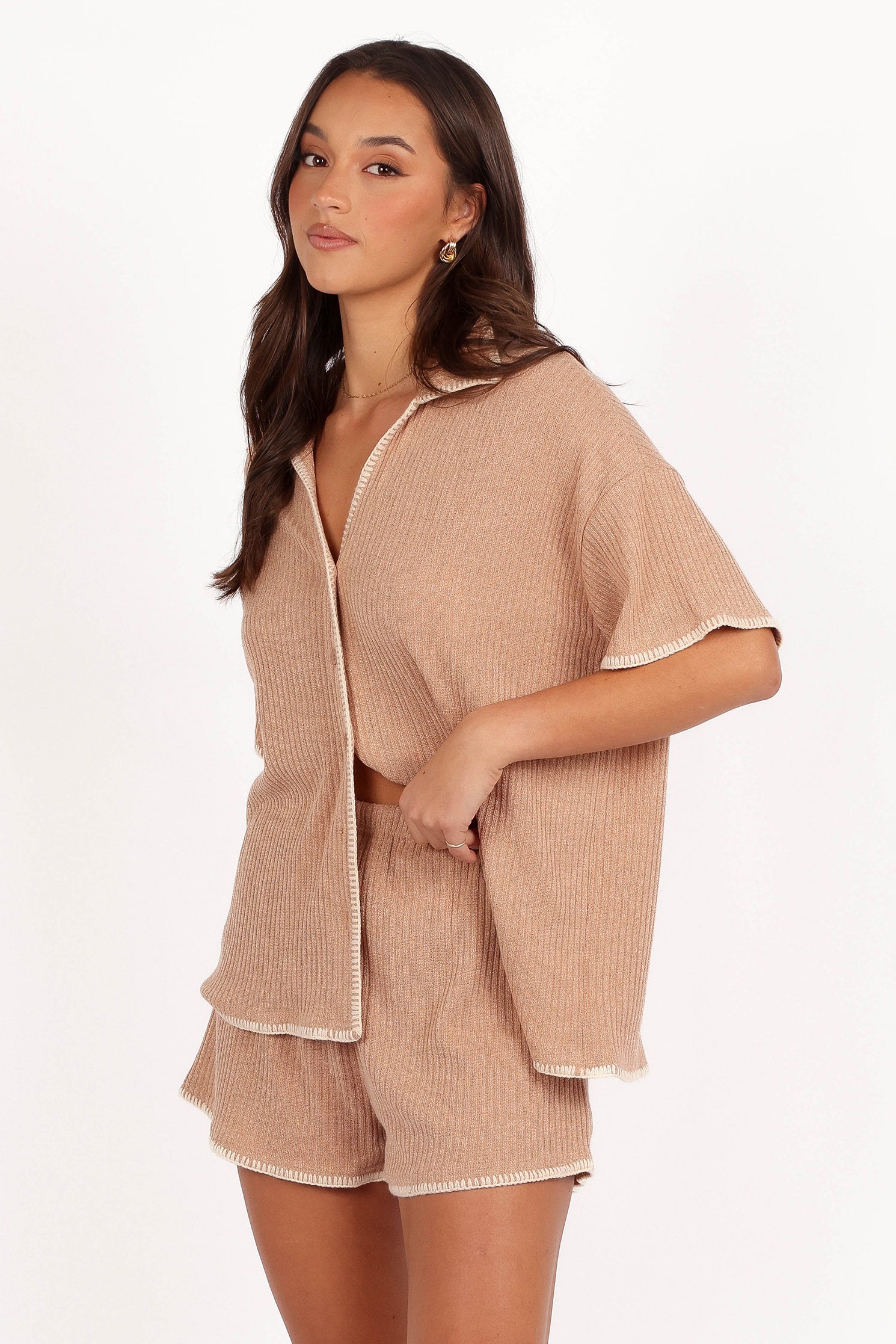 SETS Essen Knit Short Set - Mocha Cream