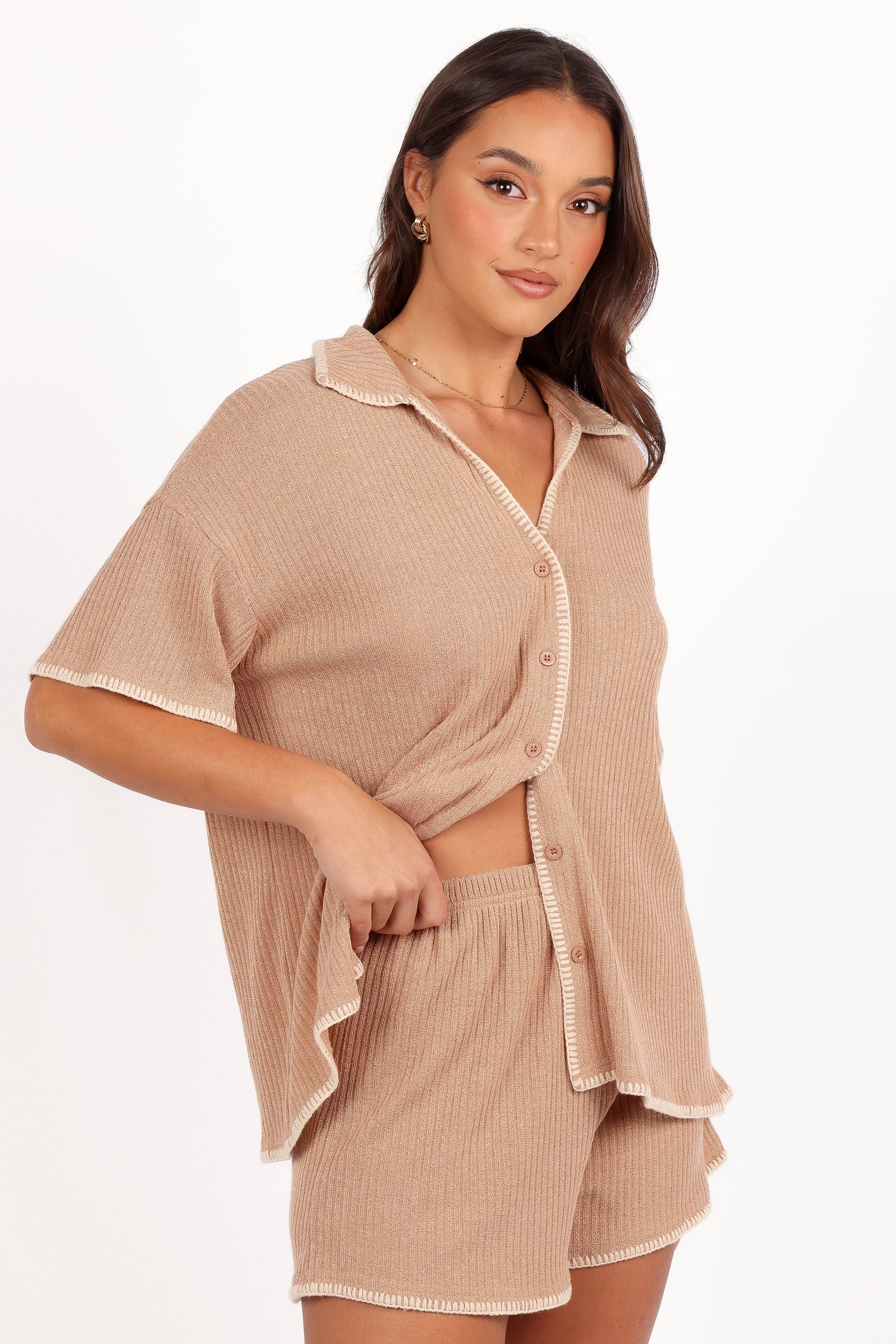 SETS Essen Knit Short Set - Mocha Cream