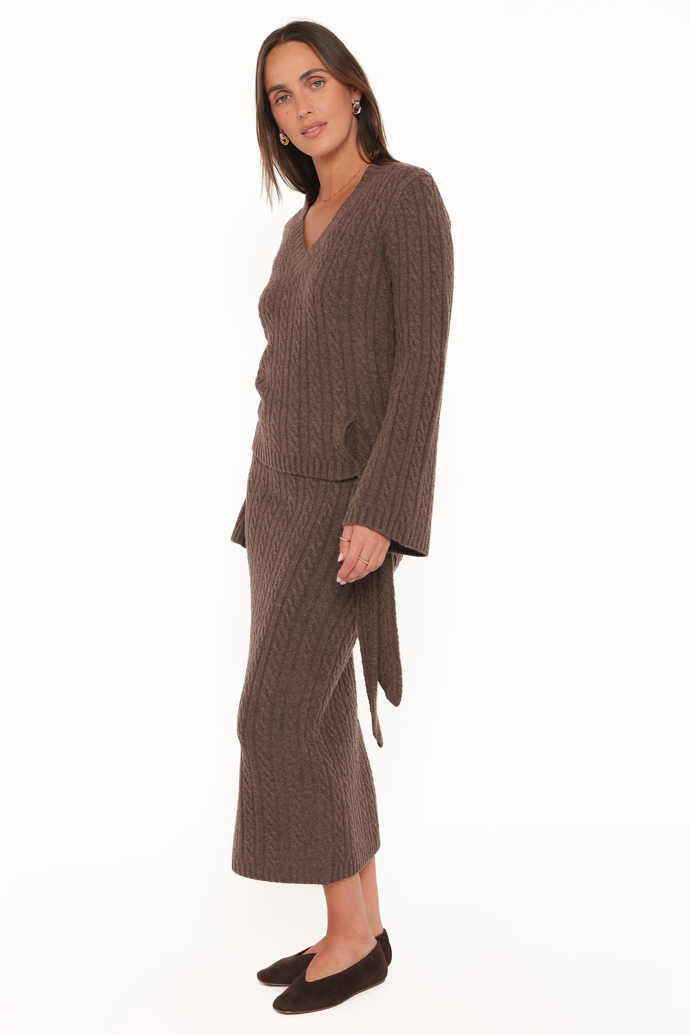 SETS Everett Cable Knit Skirt Set - Chocolate