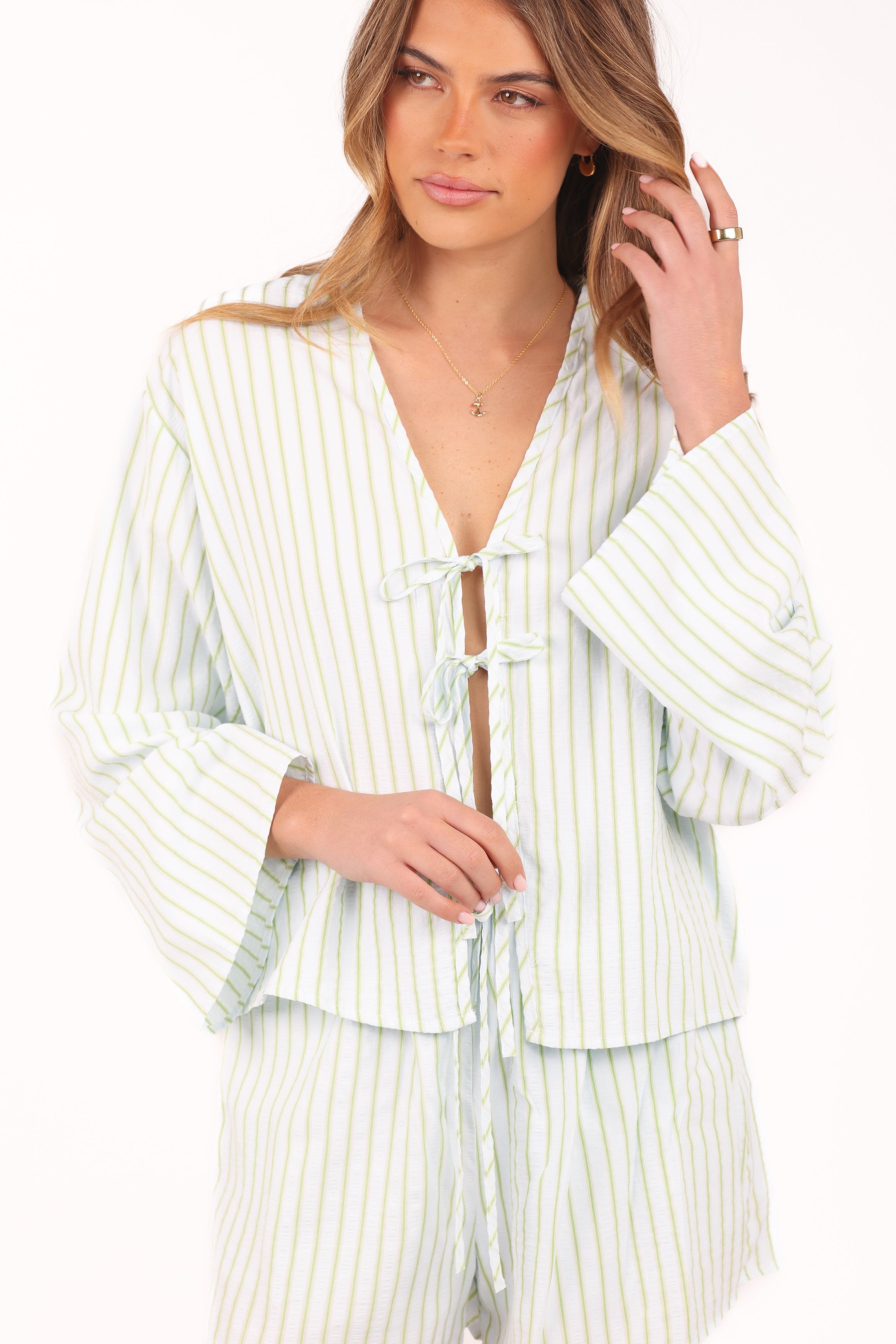 SETS Flynn Short Set - Green Blue Stripe