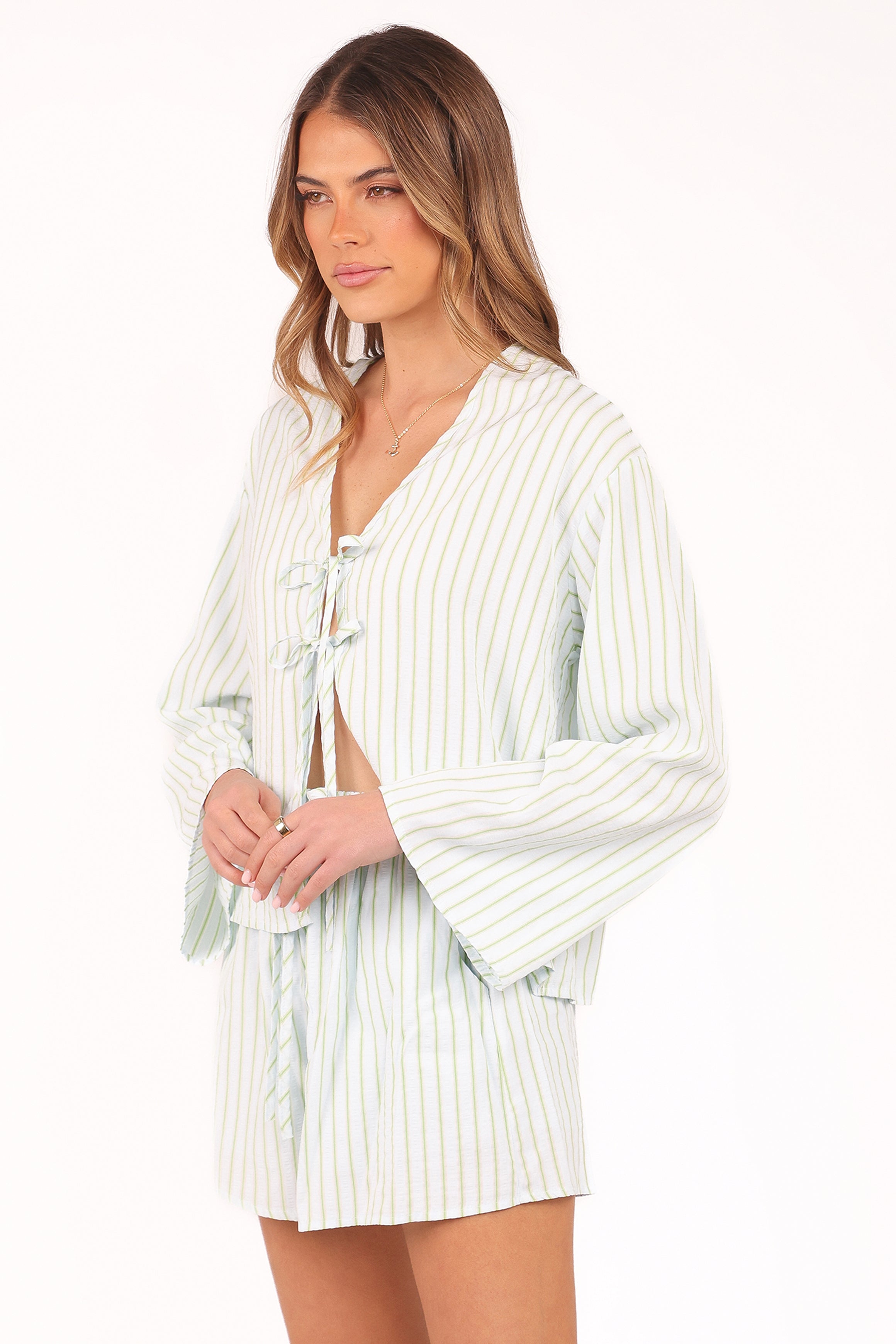 SETS Flynn Short Set - Green Blue Stripe