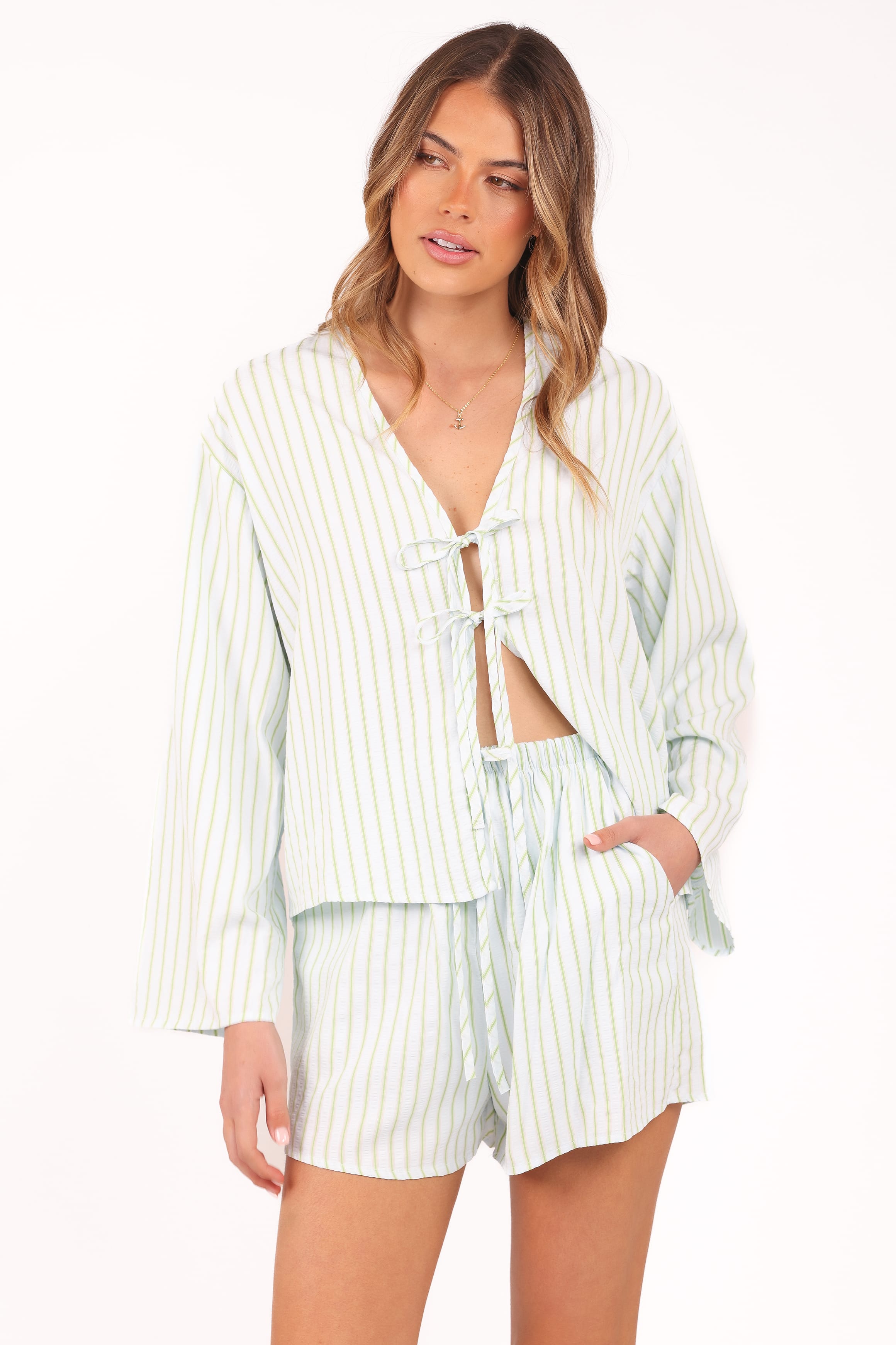 SETS Flynn Short Set - Green Blue Stripe