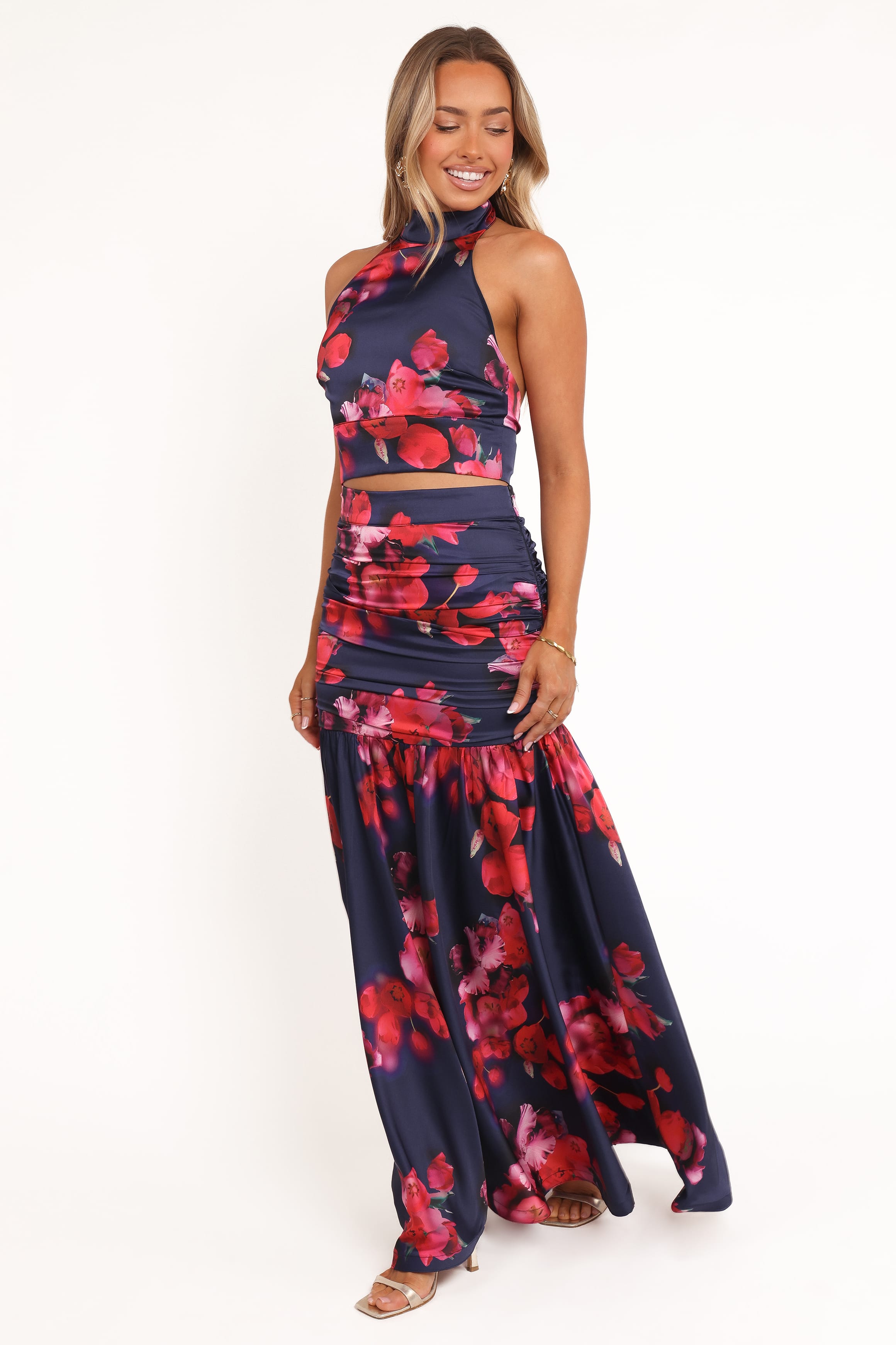 SETS Freda Halter Skirt Set - Navy Floral