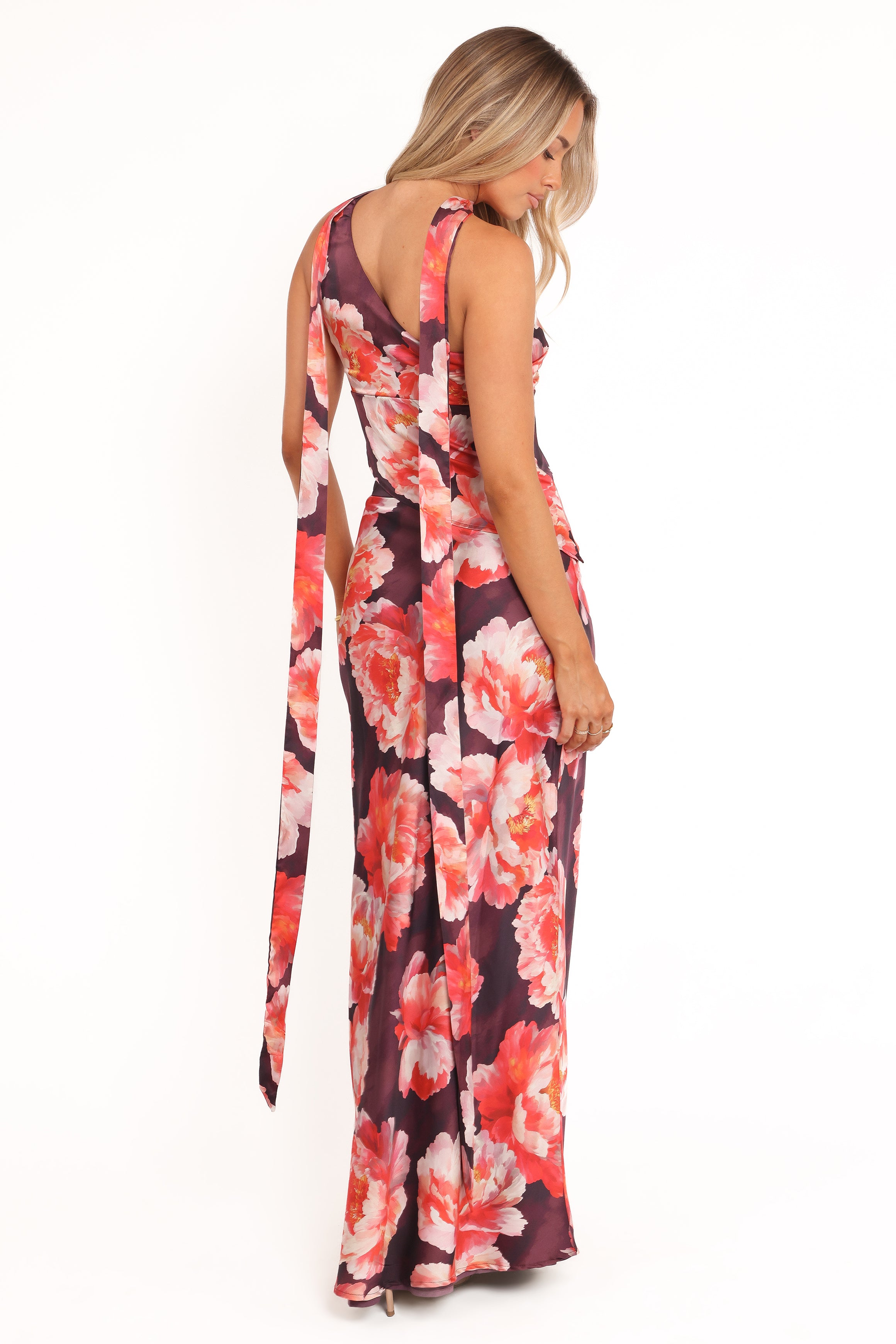 SETS Georgina One Shoulder Skirt Set - Burgundy Peony