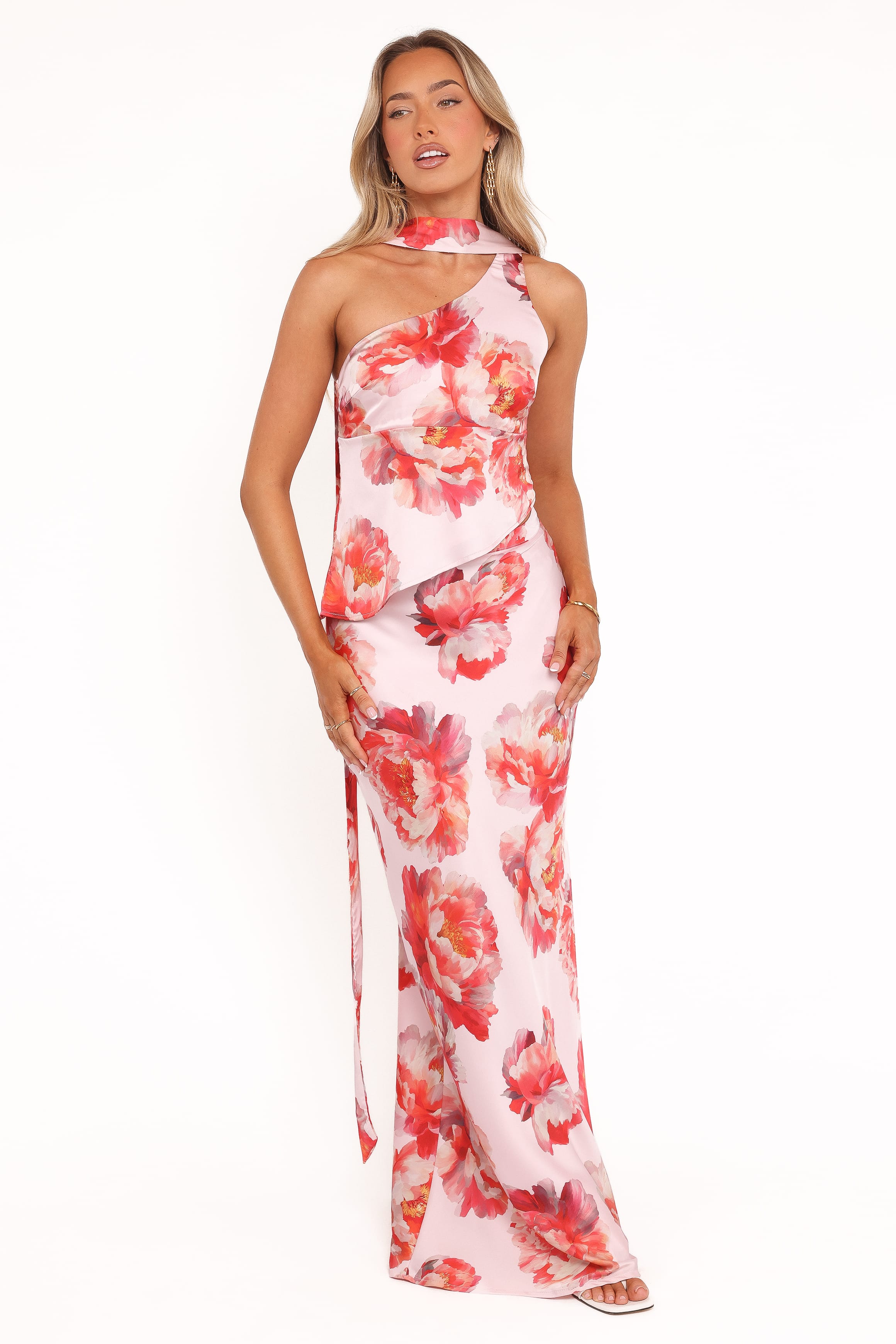 SETS Georgina One Shoulder Skirt Set - Pink Peony