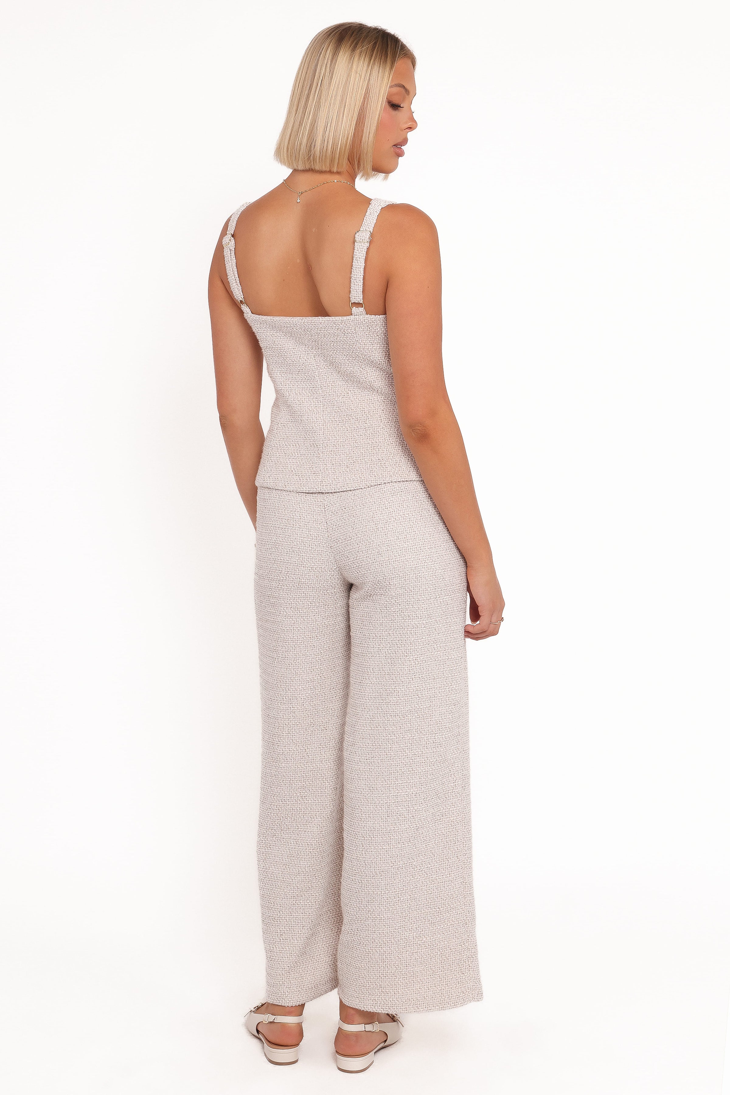SETS Greta Tailored Pant Set - White Brown Marl