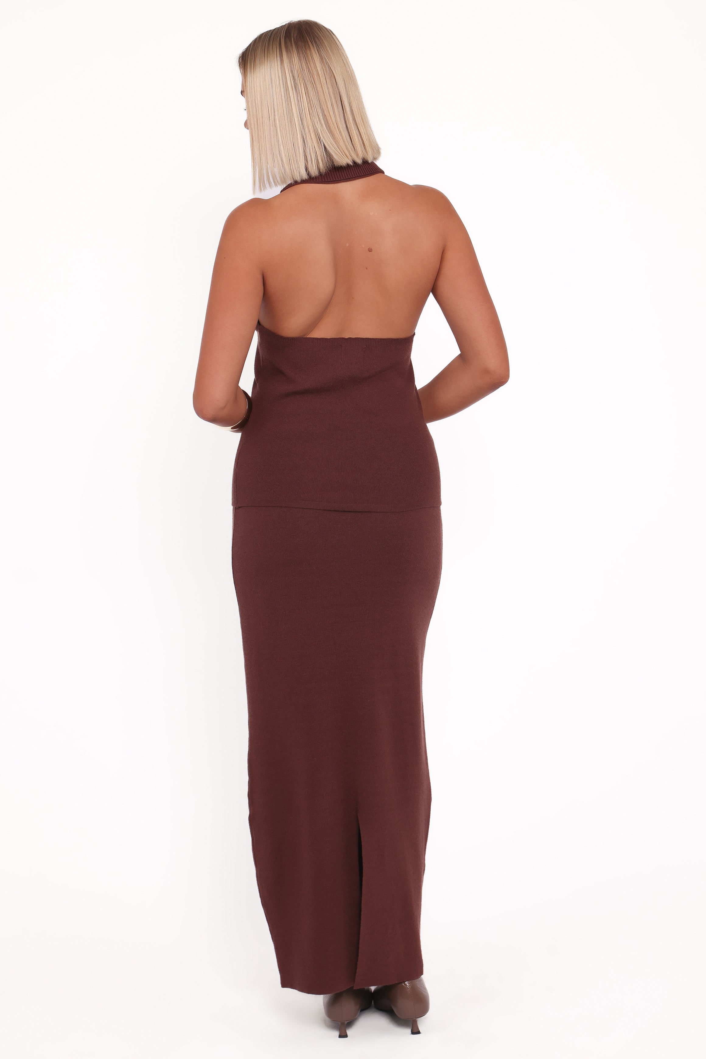 SETS Halley Knit Halter Skirt Set - Brown