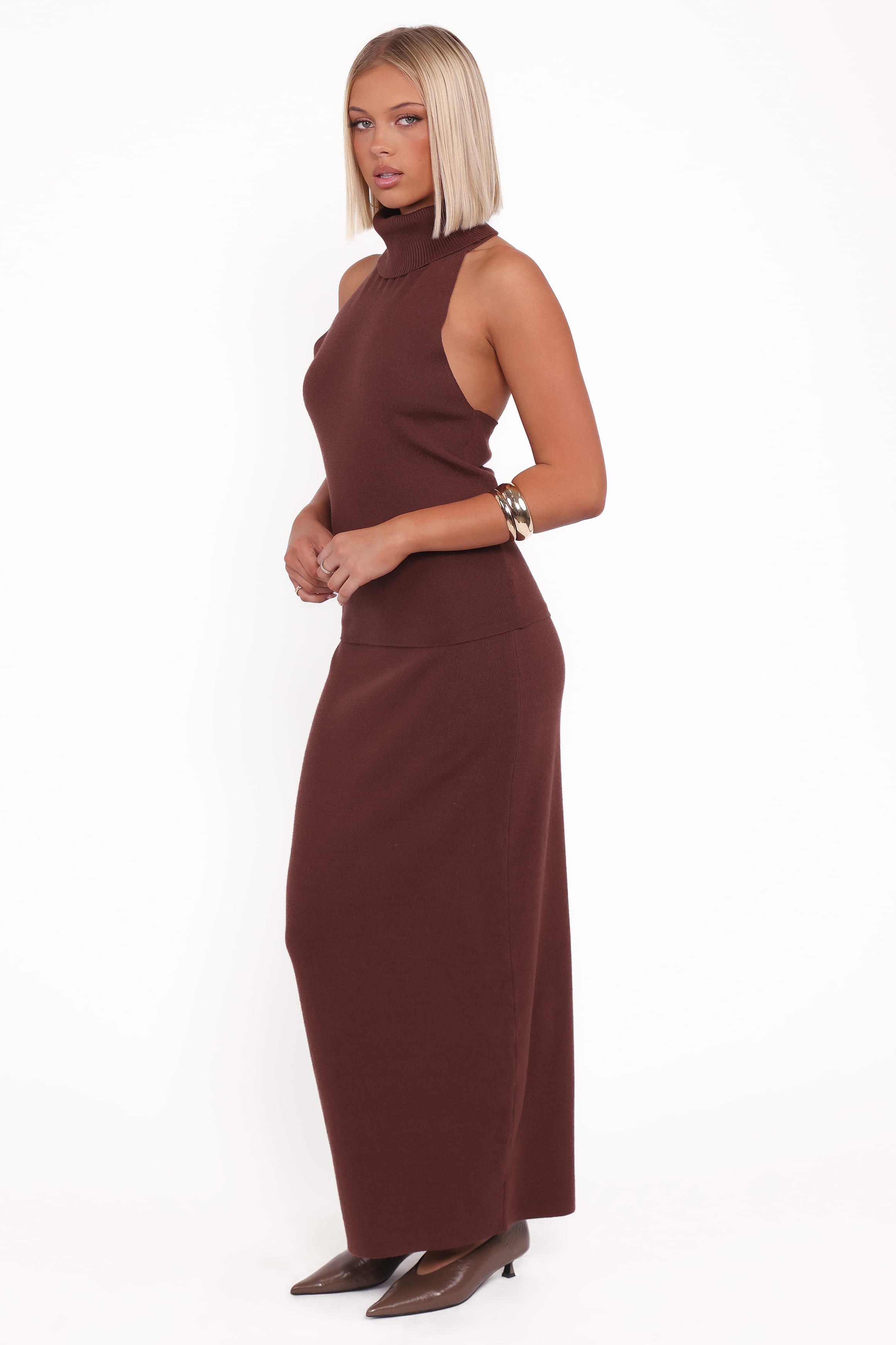 SETS Halley Knit Halter Skirt Set - Brown