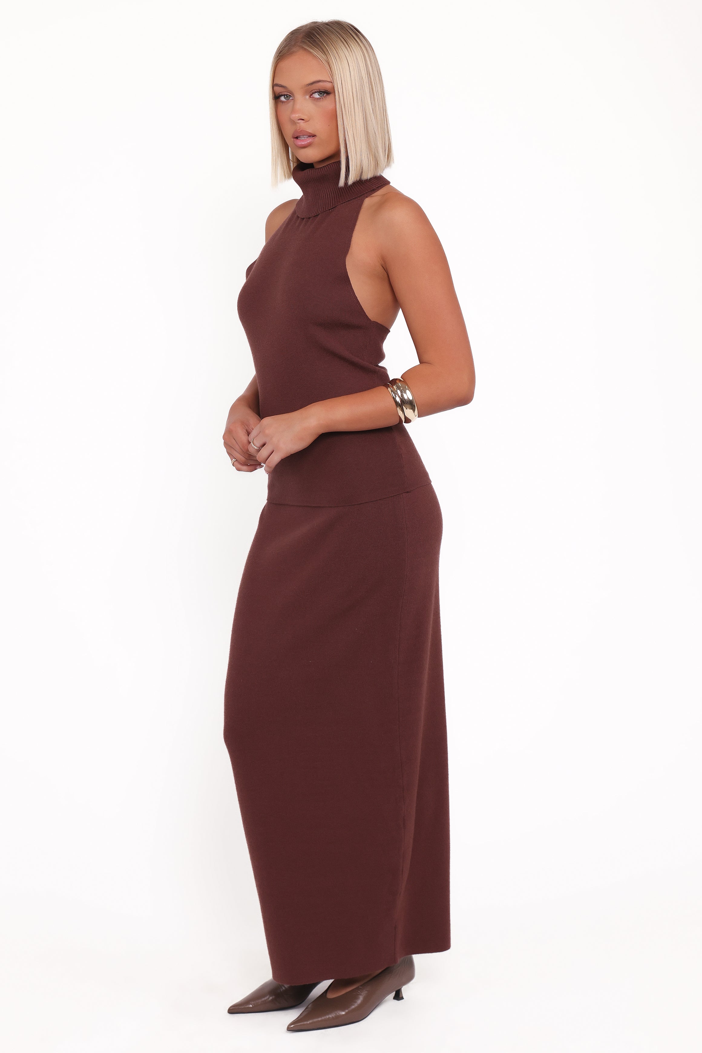 SETS Halley Knit Halter Skirt Set - Brown