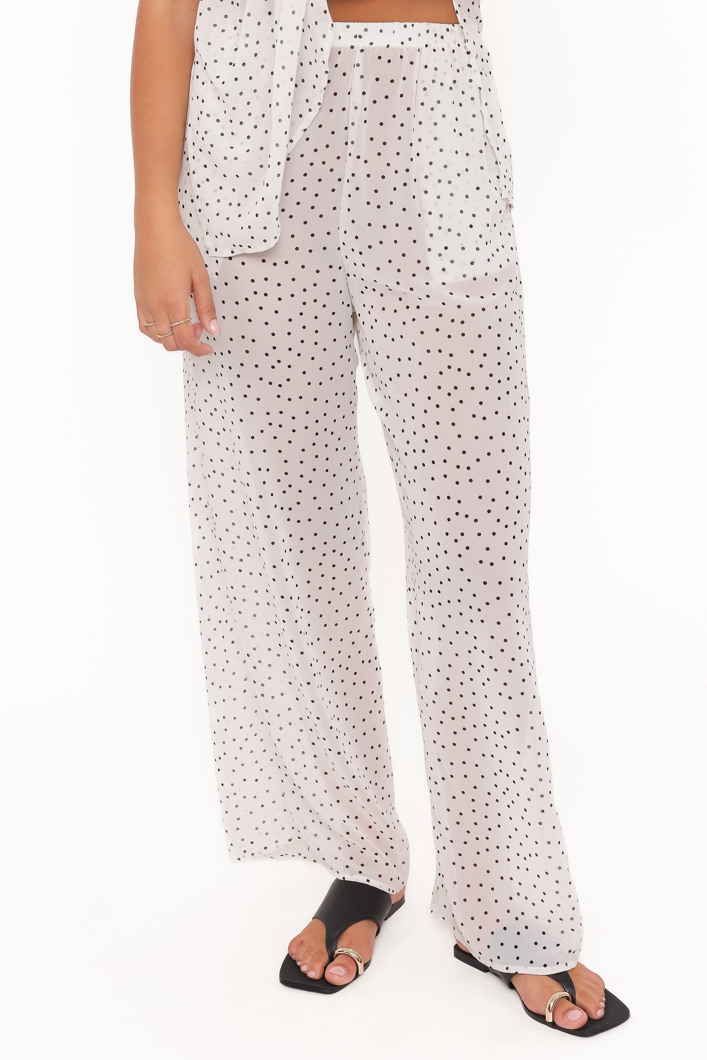 SETS Hazel Pant Set - Cream Polka Dot