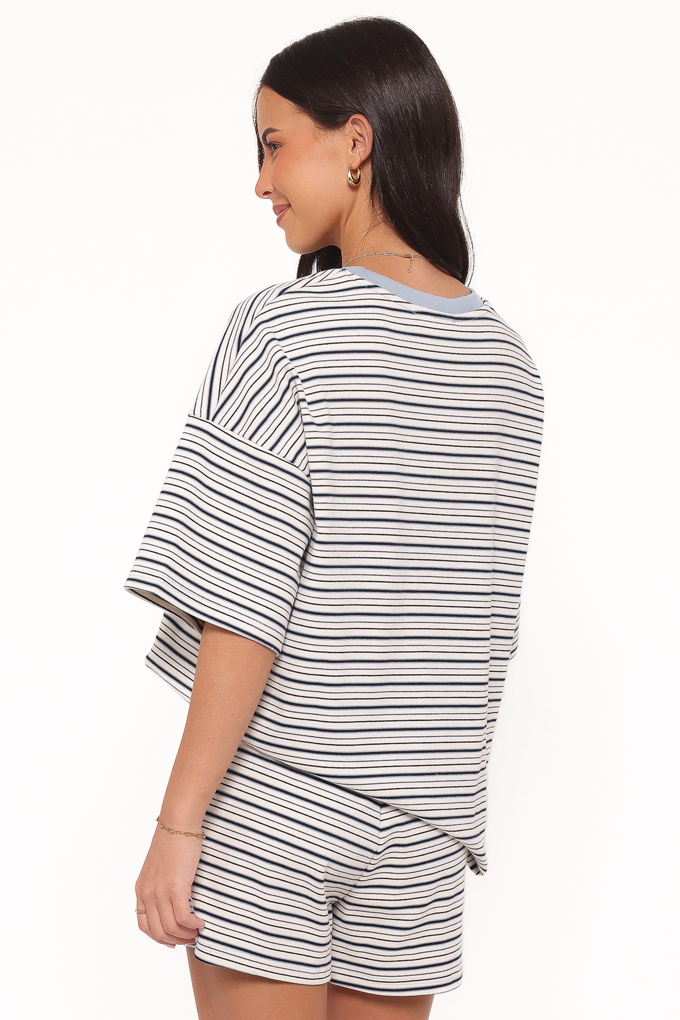 SETS Hellen Stripe Short Set - Blue/Cream Stripe