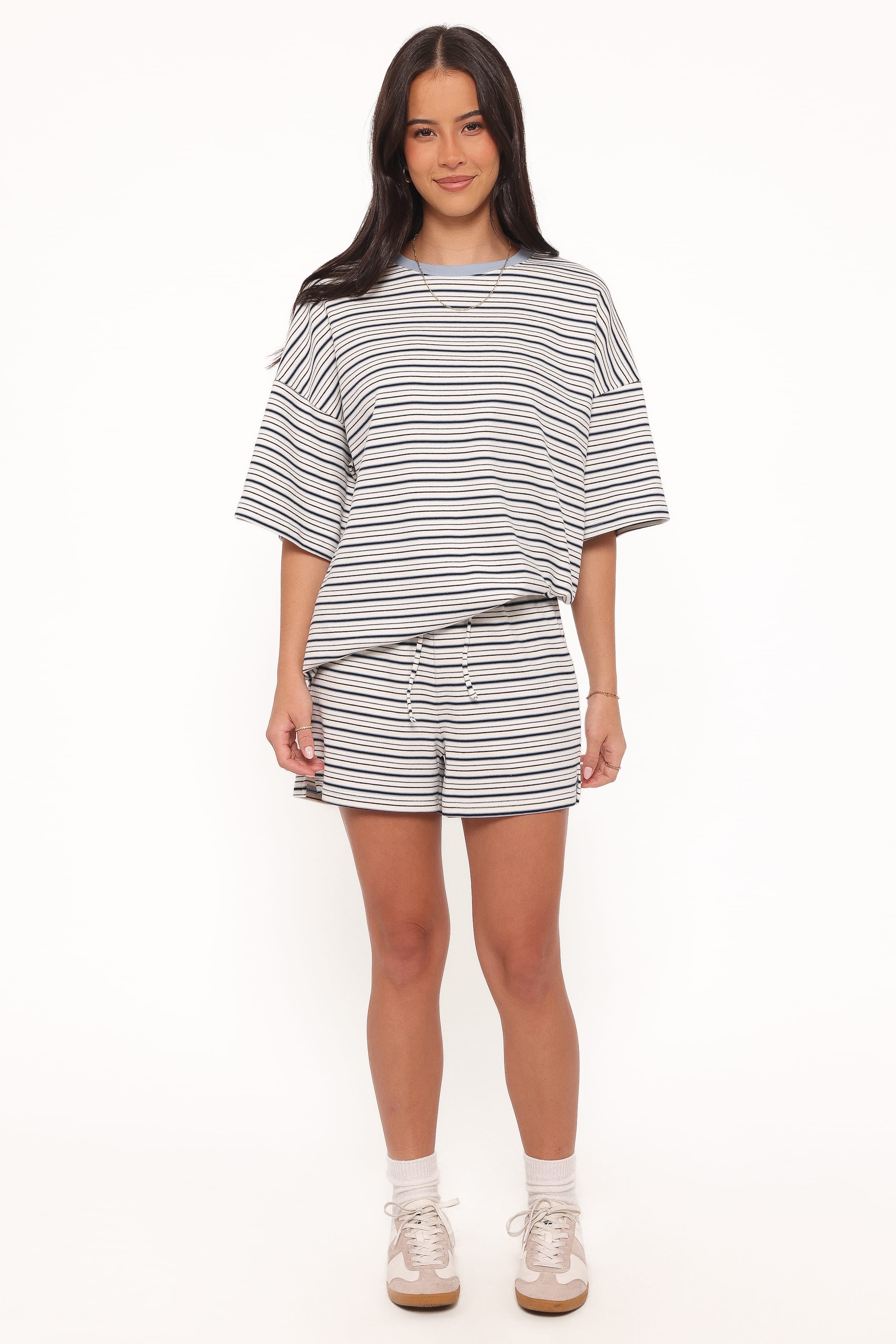 SETS Hellen Stripe Short Set - Blue/Cream Stripe