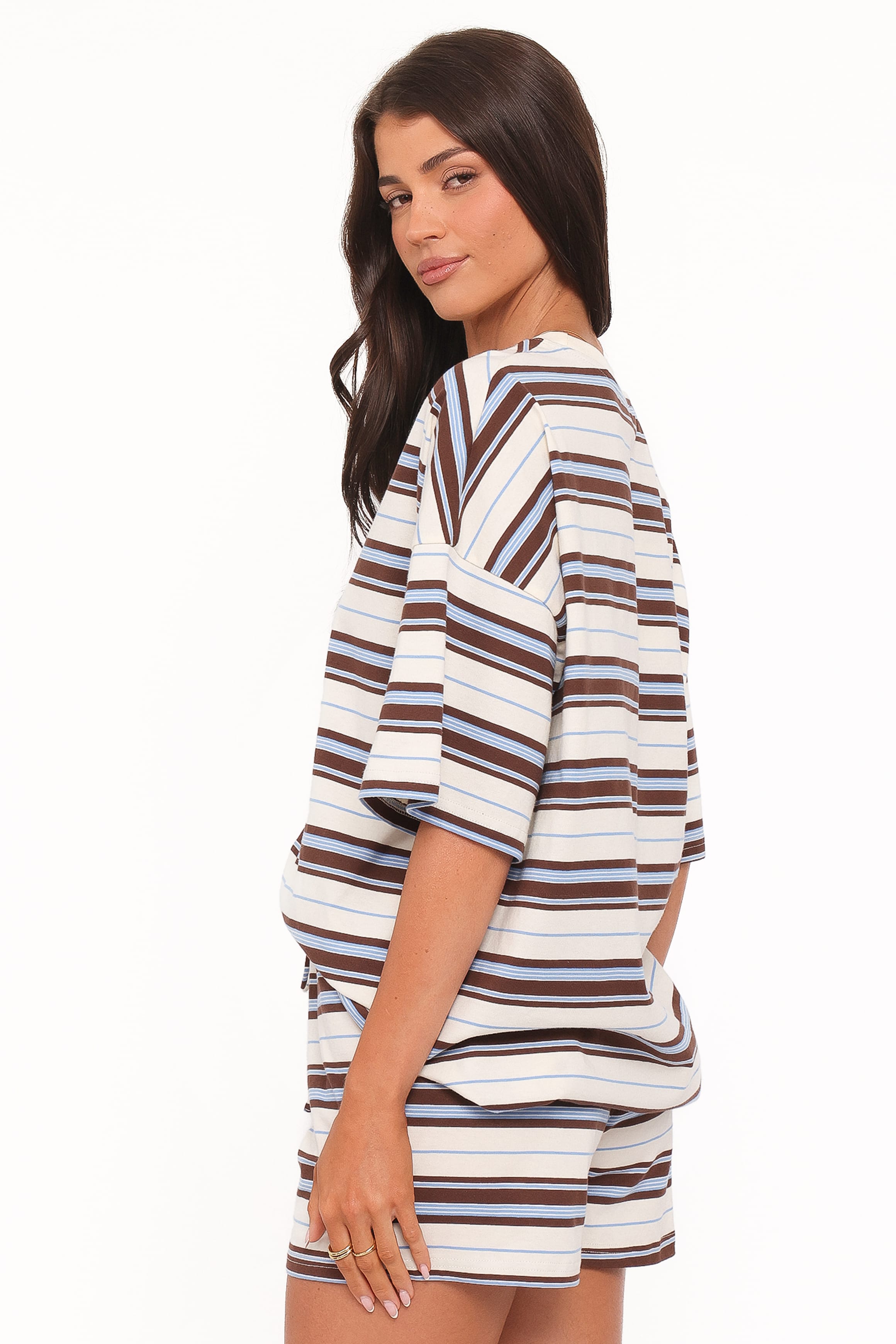 SETS Hellen Stripe Short Set - Brown Multi Stripe