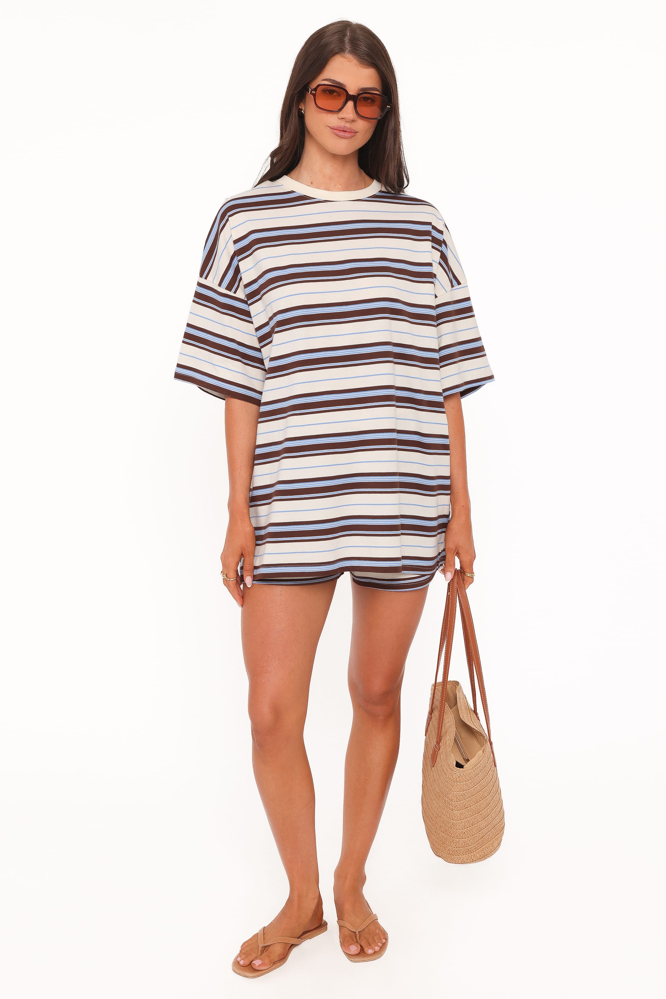 SETS Hellen Stripe Short Set - Brown Multi Stripe