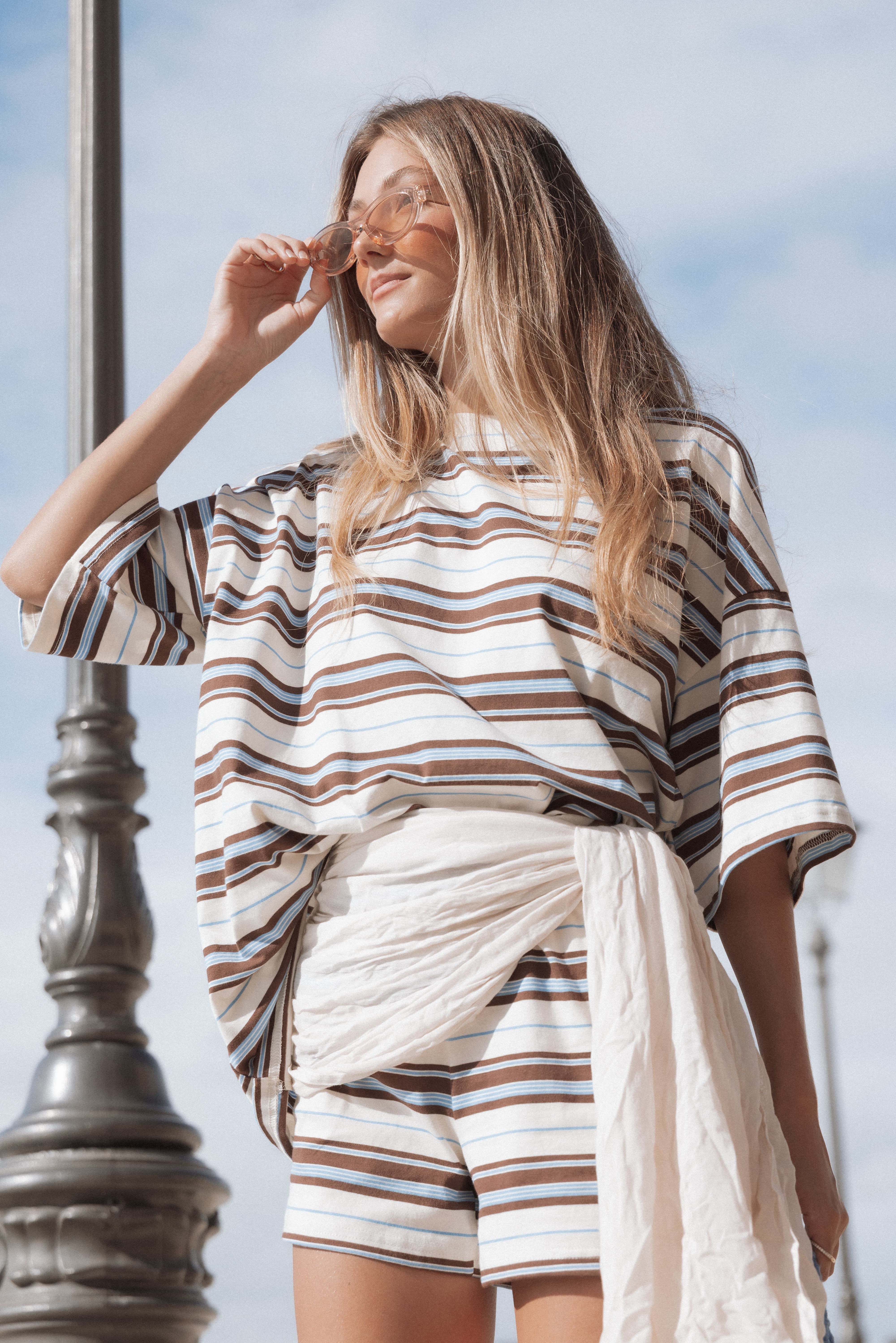 SETS Hellen Stripe Short Set - Brown Multi Stripe