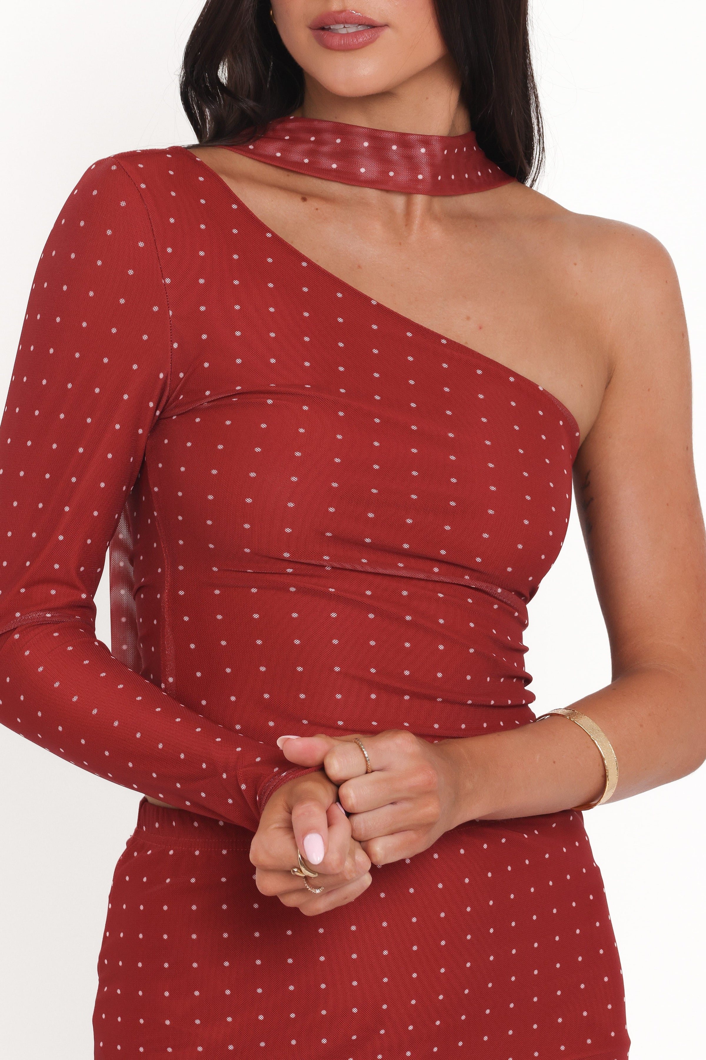 SETS @Hollie Mesh Skirt Set - Red Polka Dot
