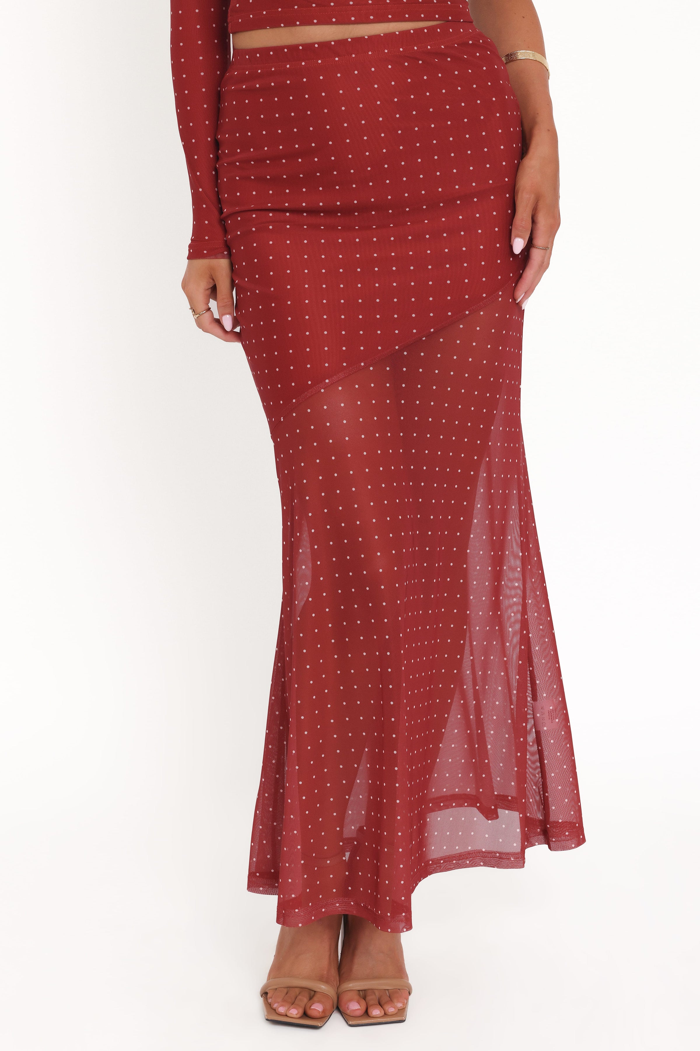 SETS @Hollie Mesh Skirt Set - Red Polka Dot